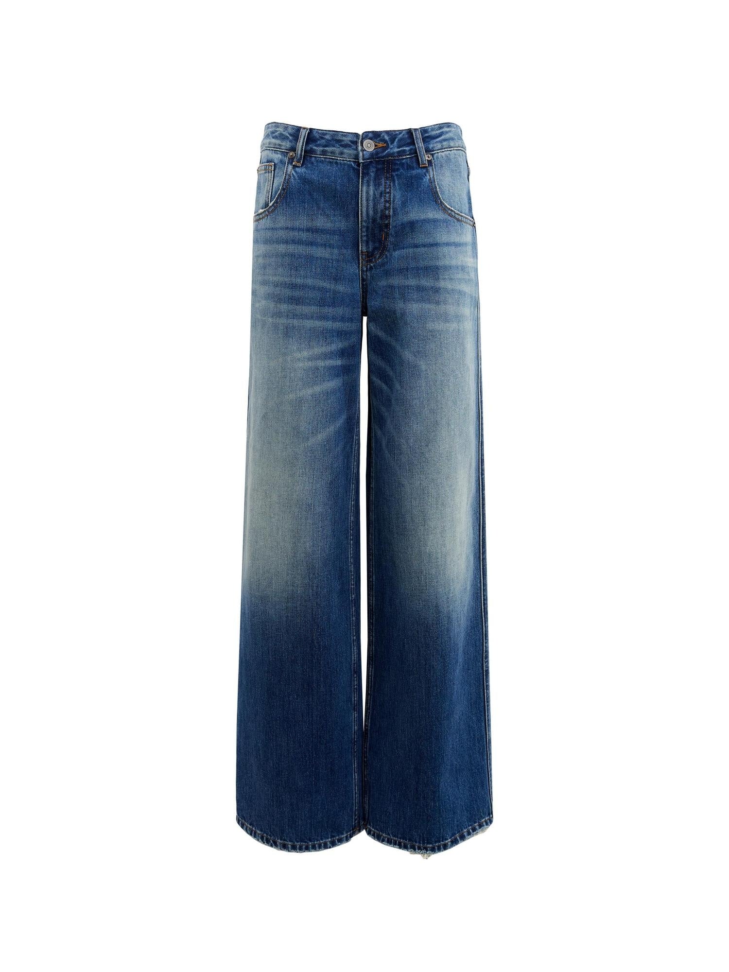 RUN TO THE FUTURE Durable Distressed Cotton Loose Fit Natural Waist Women Zip Fly Straight Jeans