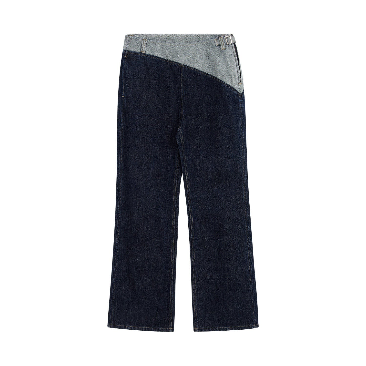 RUN TO THE FUTURE Durable Washed Denim Low Rise Loose Fit Casual Zip Fly Wide-Leg Jeans