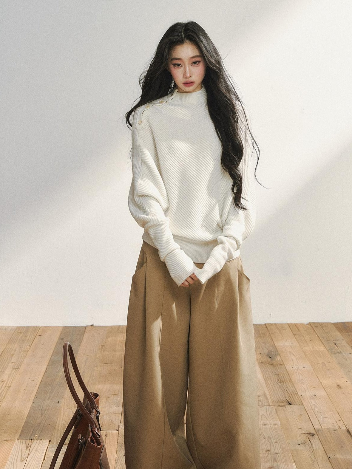 7Shiftin Low Waist Casual Straight Cut Khaki Women Everyday Versatile Wide Leg Pants
