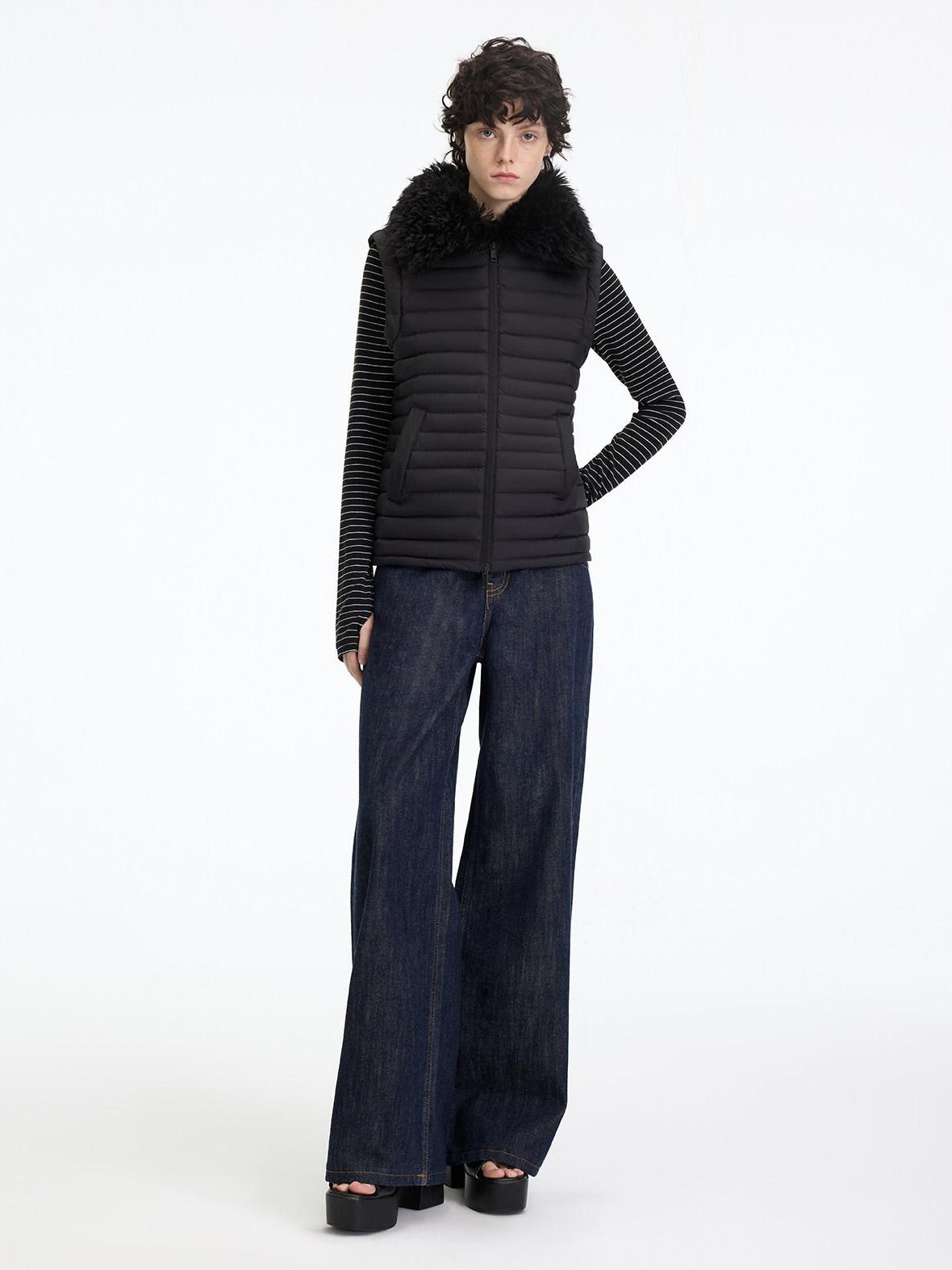 RUN TO THE FUTURE Casual Natural Waist Wide Leg Cotton Zipper Women Indigo Straight Jeans