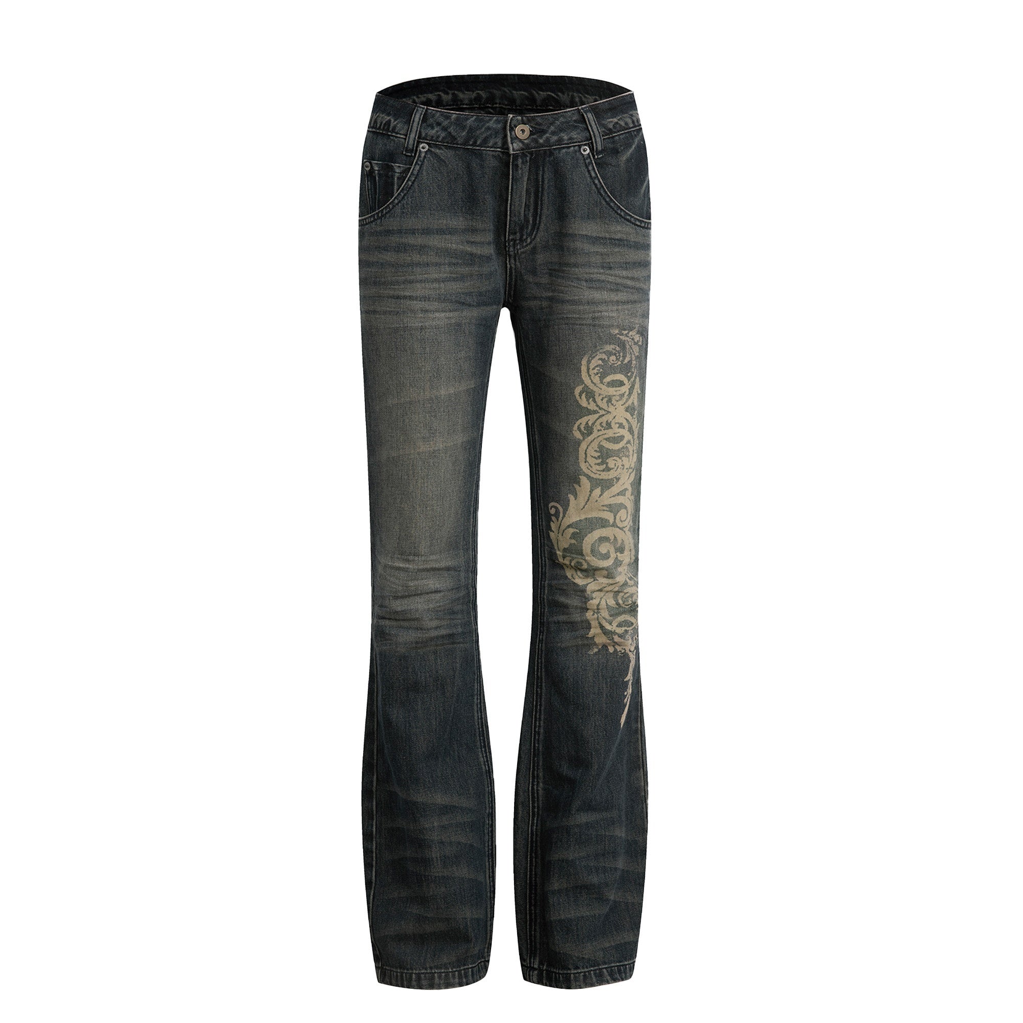 DoublePunch_Baroque_Print_Distressed_Micro_Flare_Women&