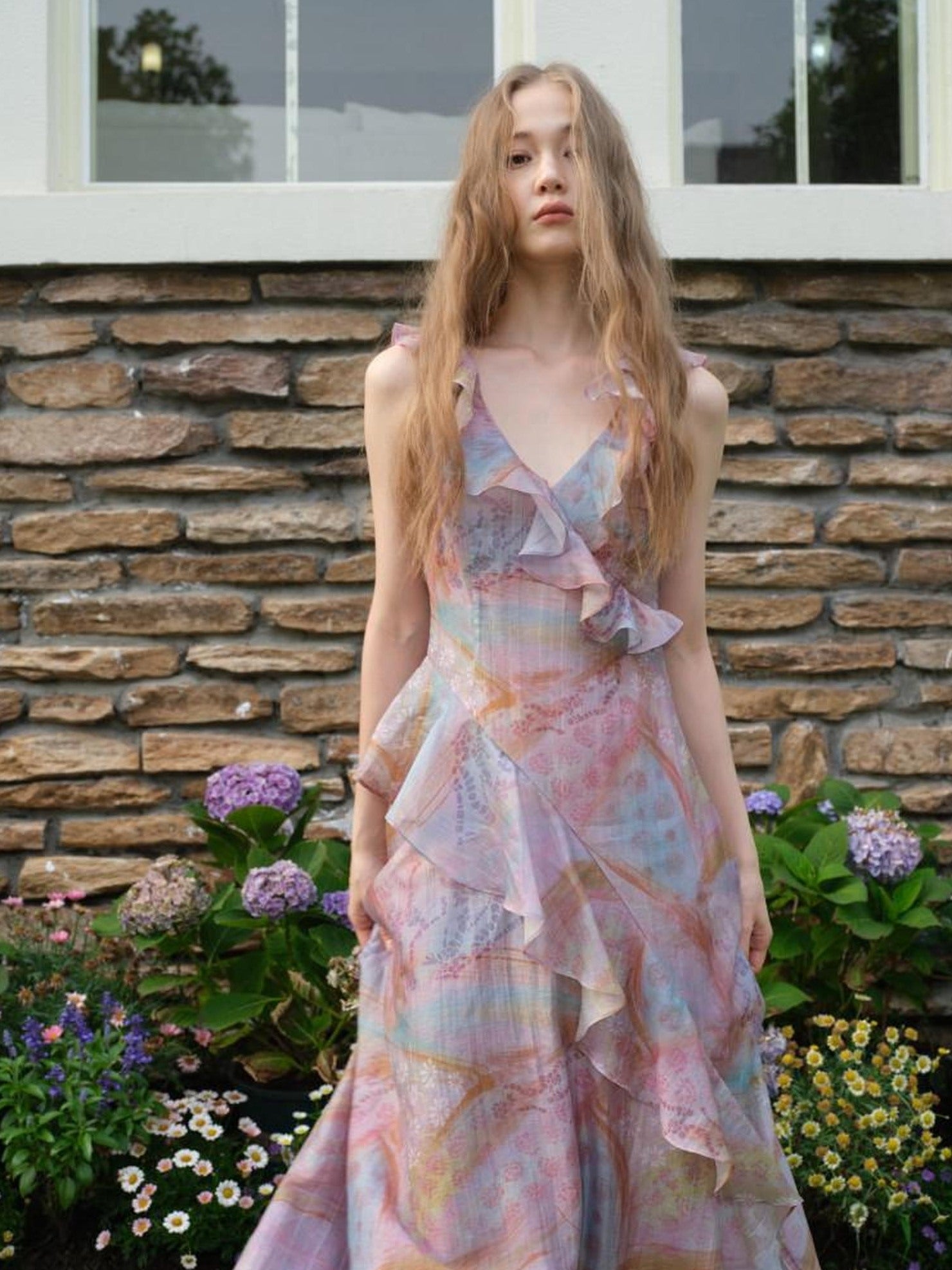 9rotic Tencel Lace V-ceck Slim Sleeveless Ins Fairy For Women Maxi Dresses