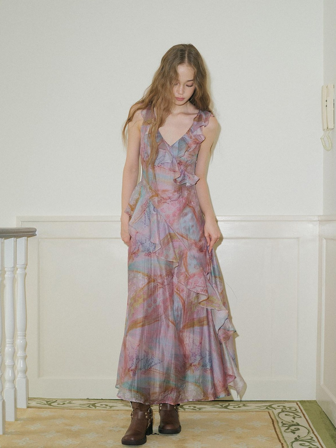 9rotic Tencel Lace V-ceck Slim Sleeveless Ins Fairy For Women Maxi Dresses