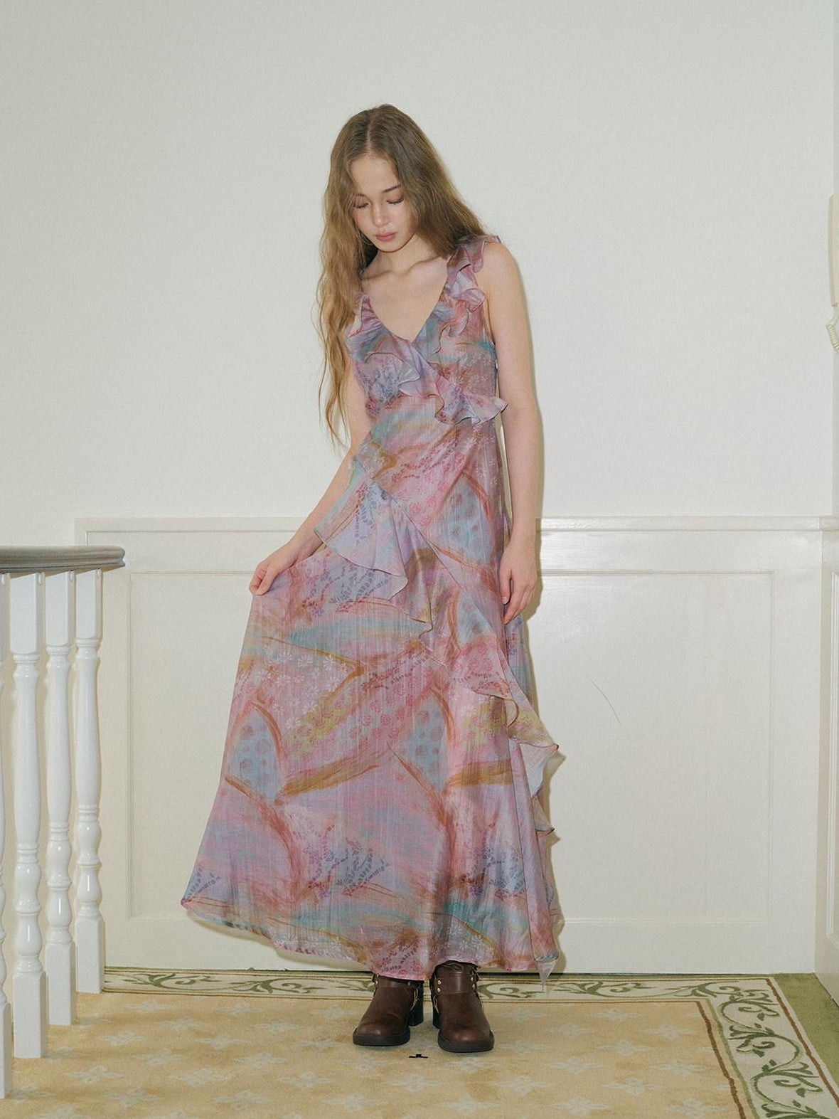 9rotic Tencel Lace V-ceck Slim Sleeveless Ins Fairy For Women Maxi Dresses