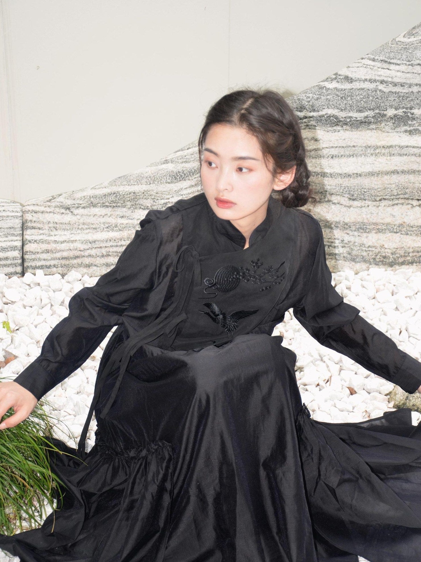 9rotic Vintage Tie Waist Stand Collar Animal Print Cheongsam H Silhouette Mini Dresses