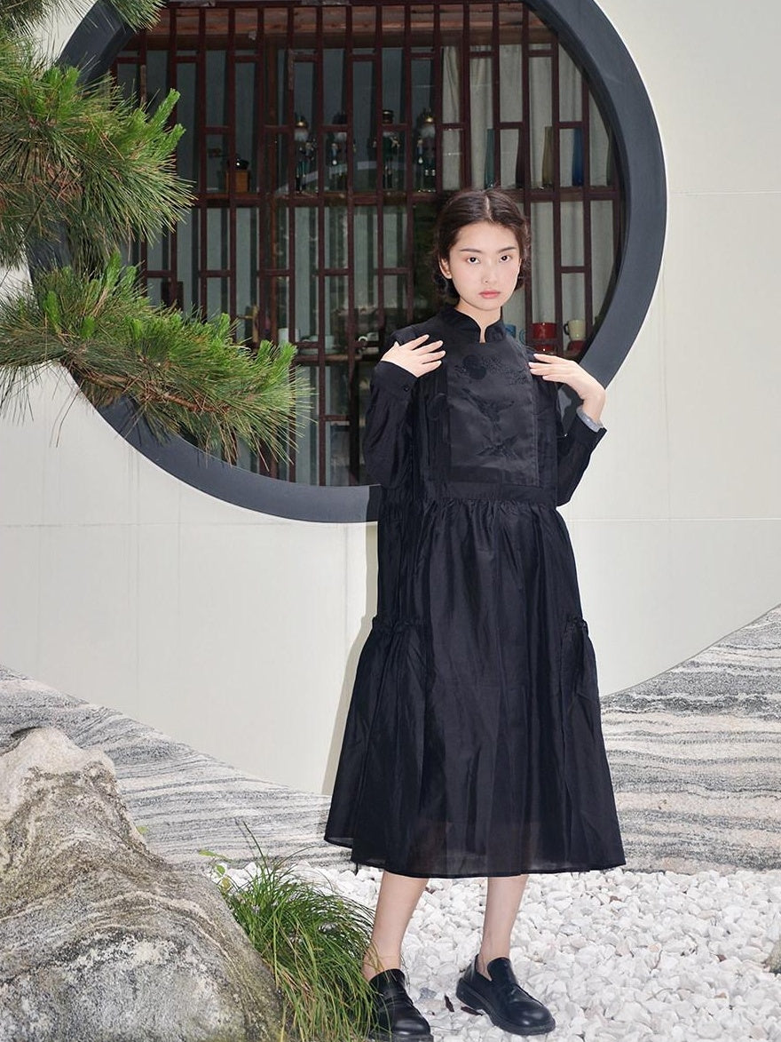 9rotic Vintage Tie Waist Stand Collar Animal Print Cheongsam H Silhouette Mini Dresses