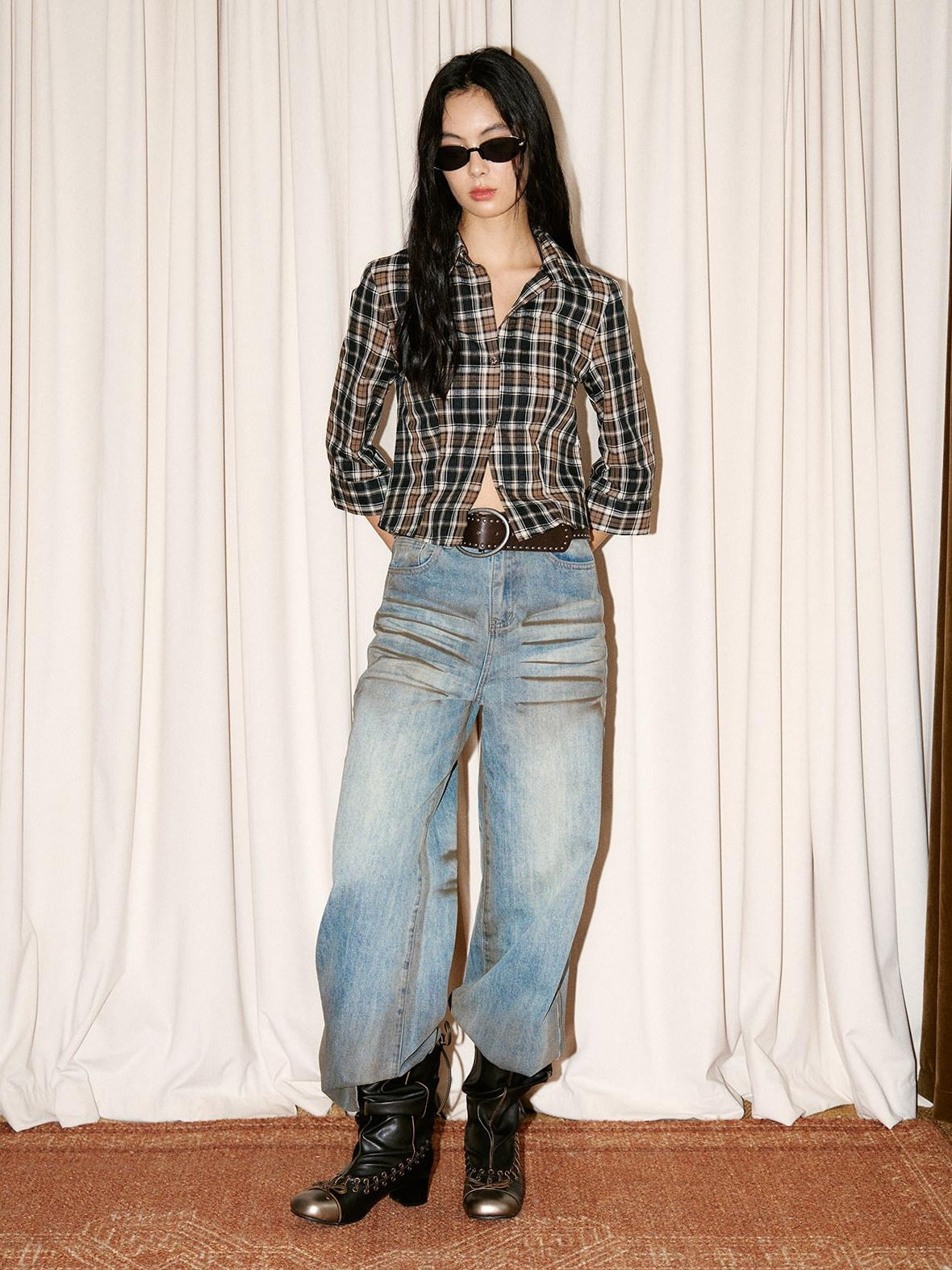 9rotic Washed Vintage Distressed Straight Natural Waist Cotton Denim Women Maxi Dresses