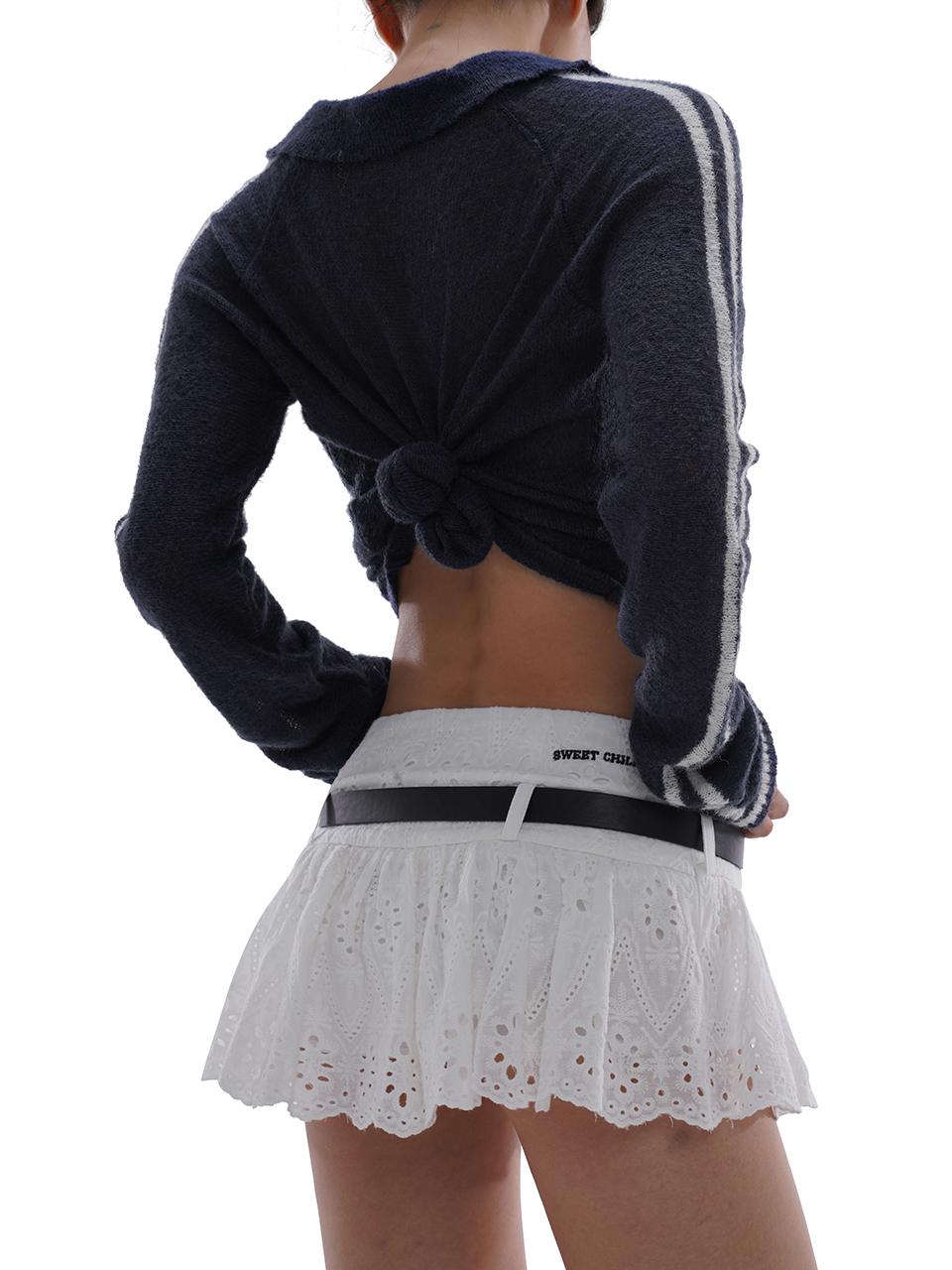 SweetChilling A-Line Pleated Skirt With Belt Low Waist Preppy Style Skirts
