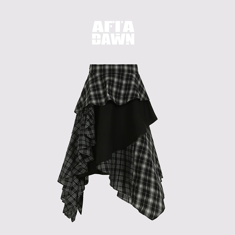 AFTADAWN_A_Line_Asymmetric_Checkered_Patchwork_Midi_Skirt_MISSTT