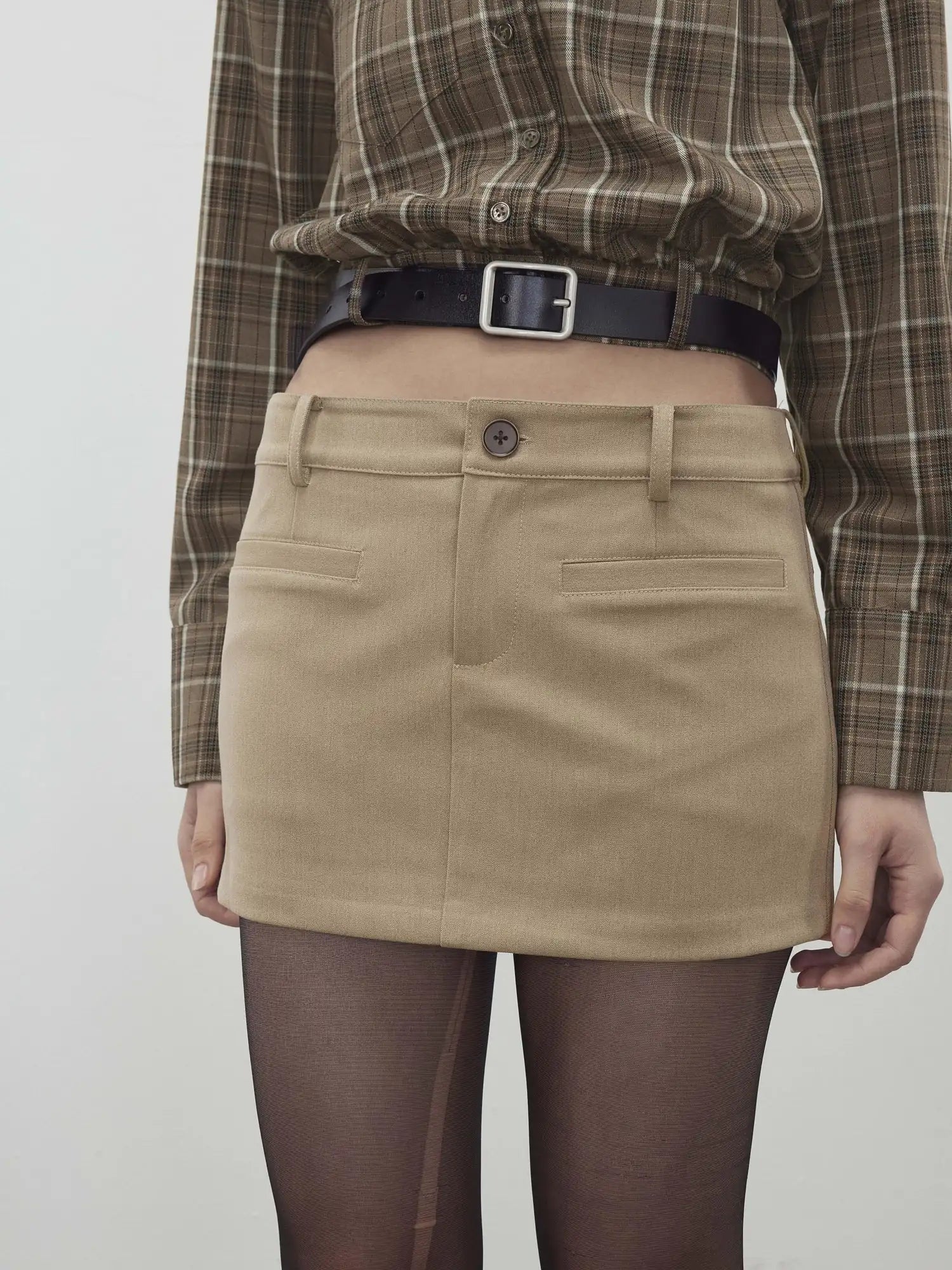 A Line Utility Short Trench Coat With Detachable Belted Cuffs