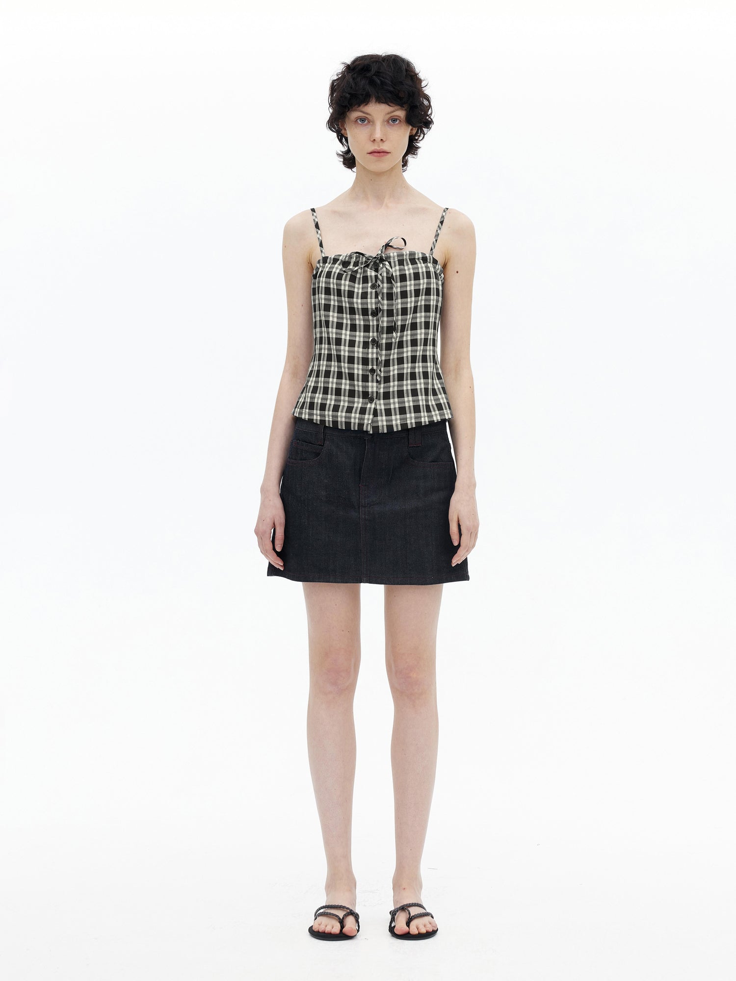 AFTADAWN Adjustable Drawstring Smocked Waist A Line Camisole Top