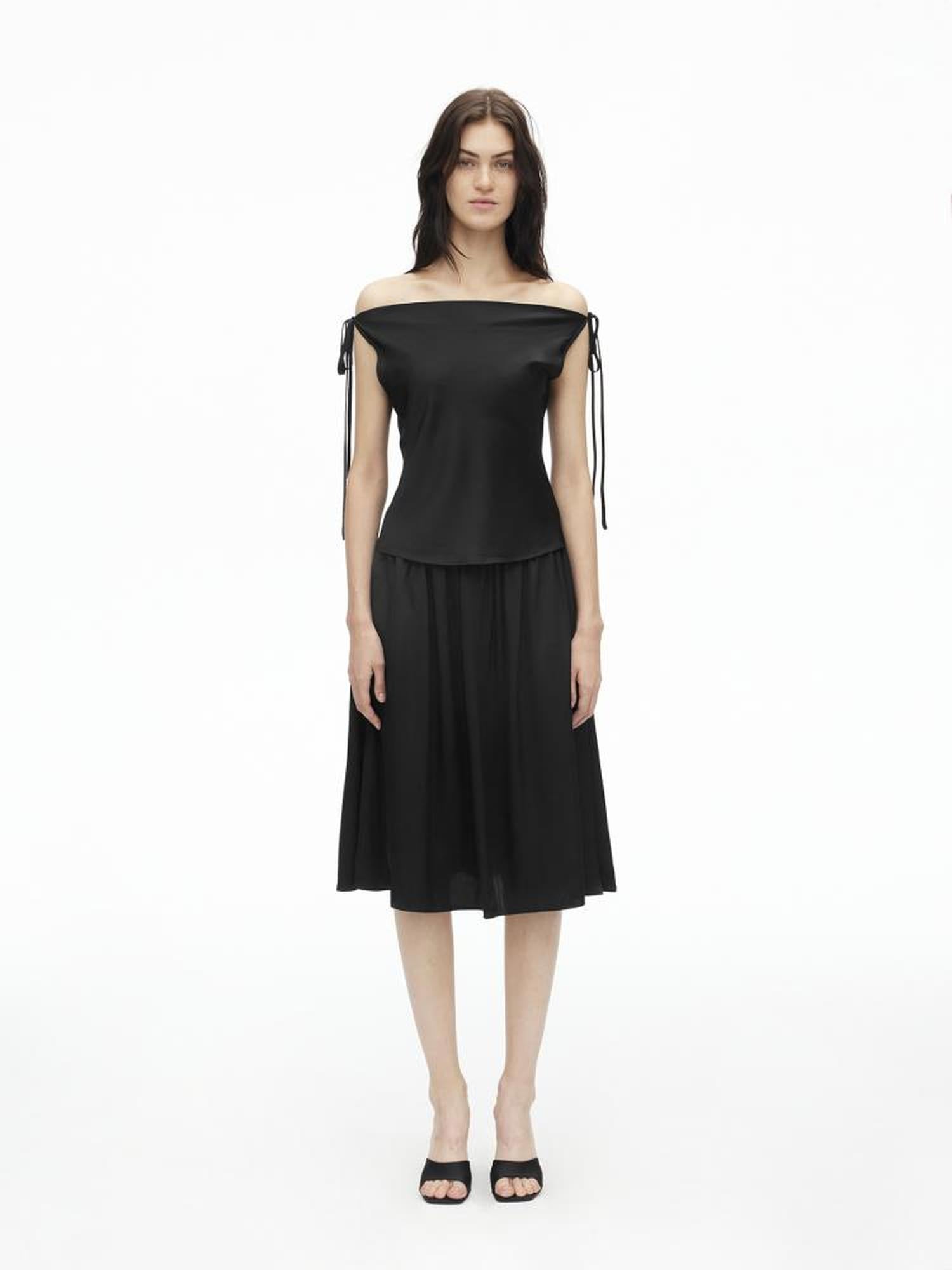 AFTADAWN Adjustable Off Shoulder Top Flowy Midi Skirt Set