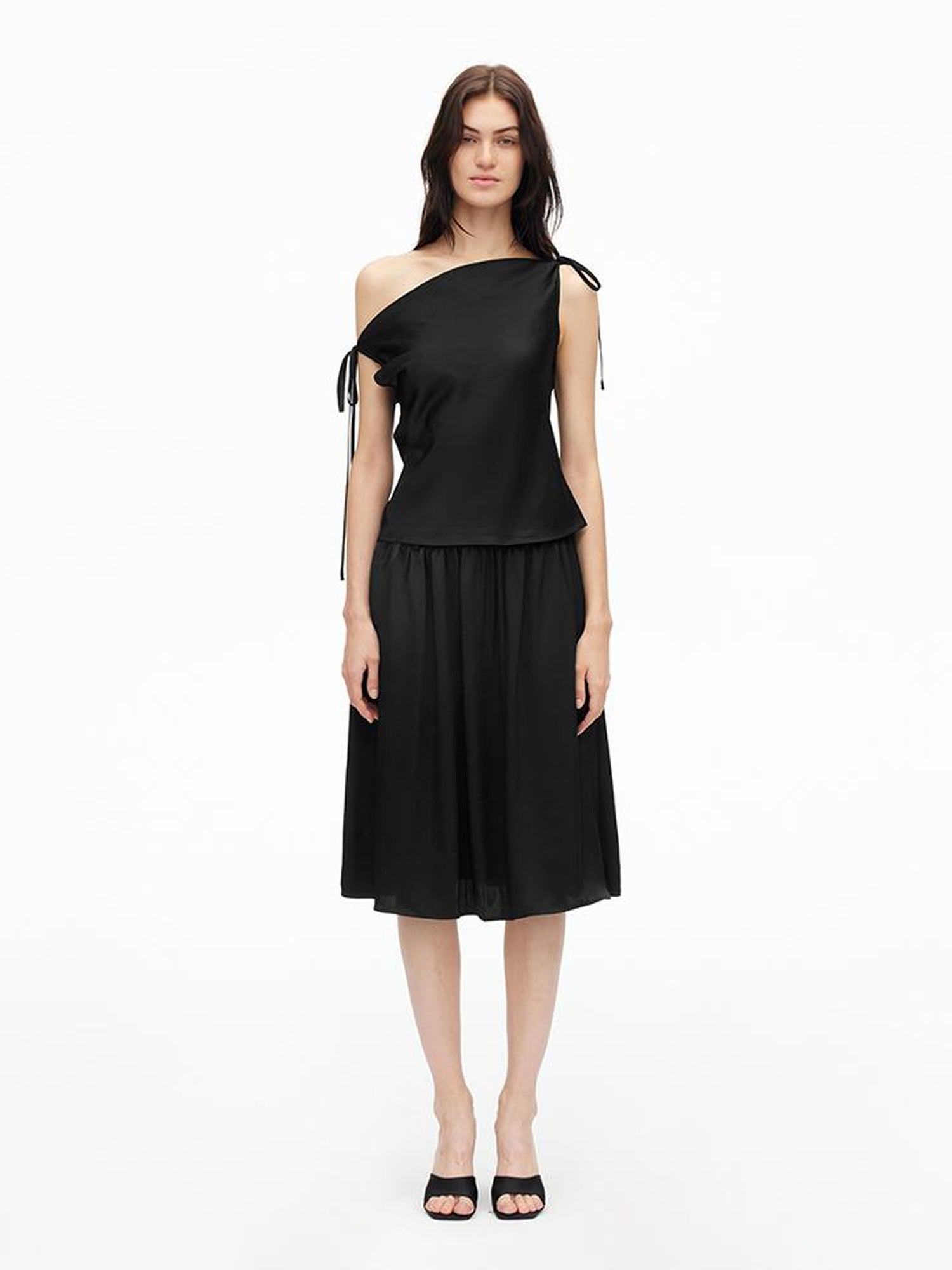 AFTADAWN Adjustable Off Shoulder Top Flowy Midi Skirt Set