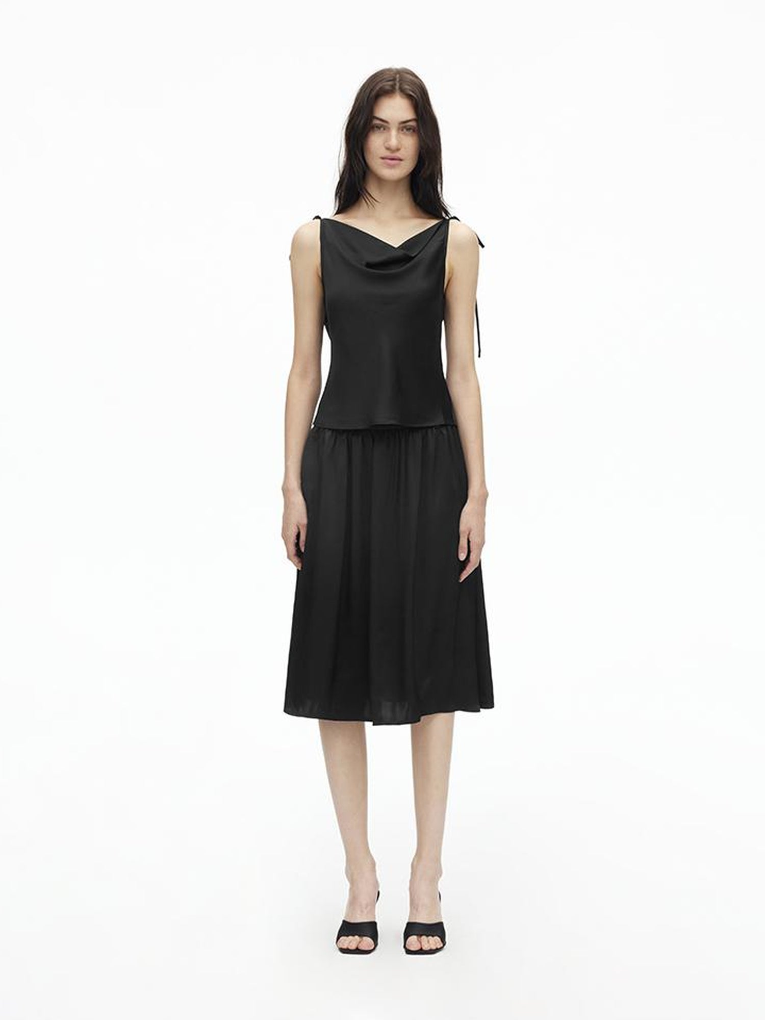 AFTADAWN Adjustable Off Shoulder Top Flowy Midi Skirt Set