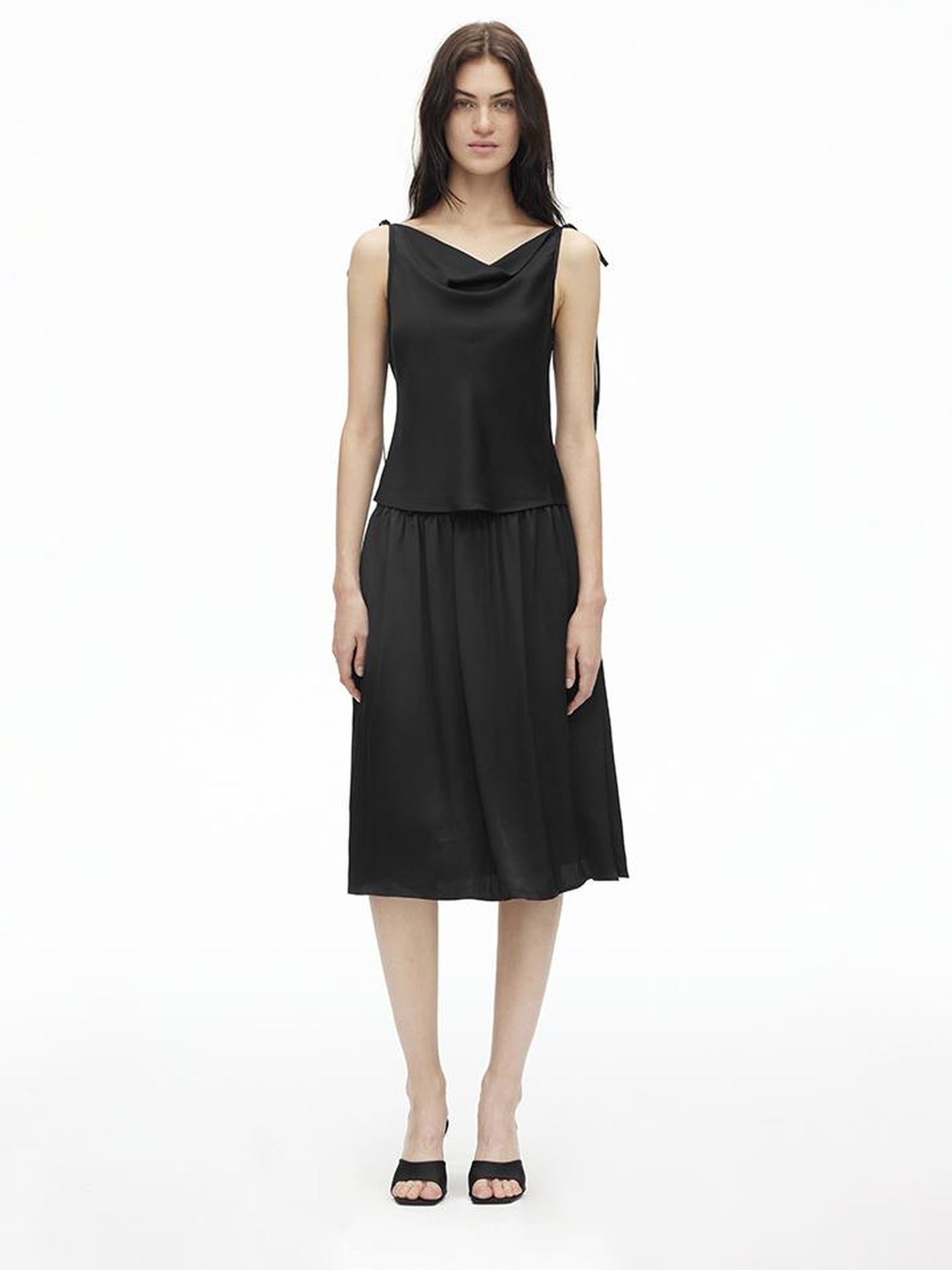 AFTADAWN Adjustable Off Shoulder Top Flowy Midi Skirt Set