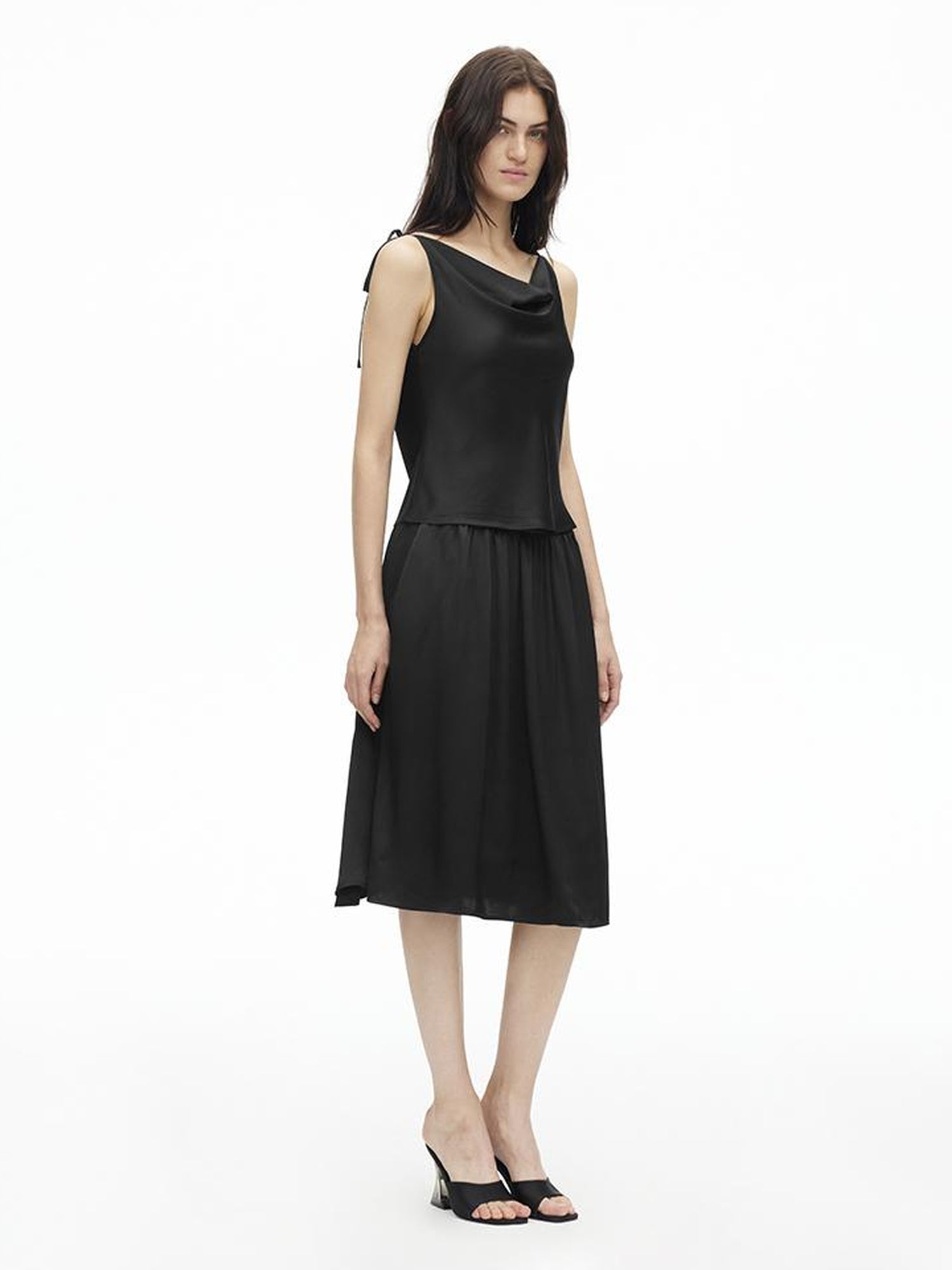 AFTADAWN Adjustable Off Shoulder Top Flowy Midi Skirt Set