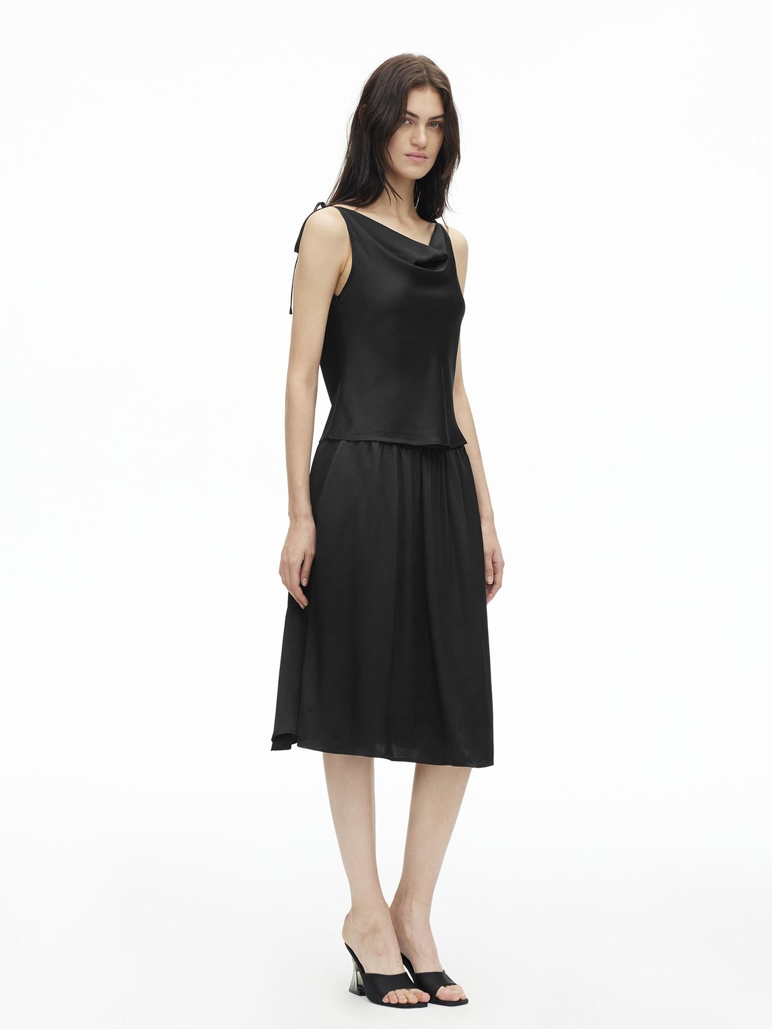 AFTADAWN Adjustable Off Shoulder Top Flowy Midi Skirt Set