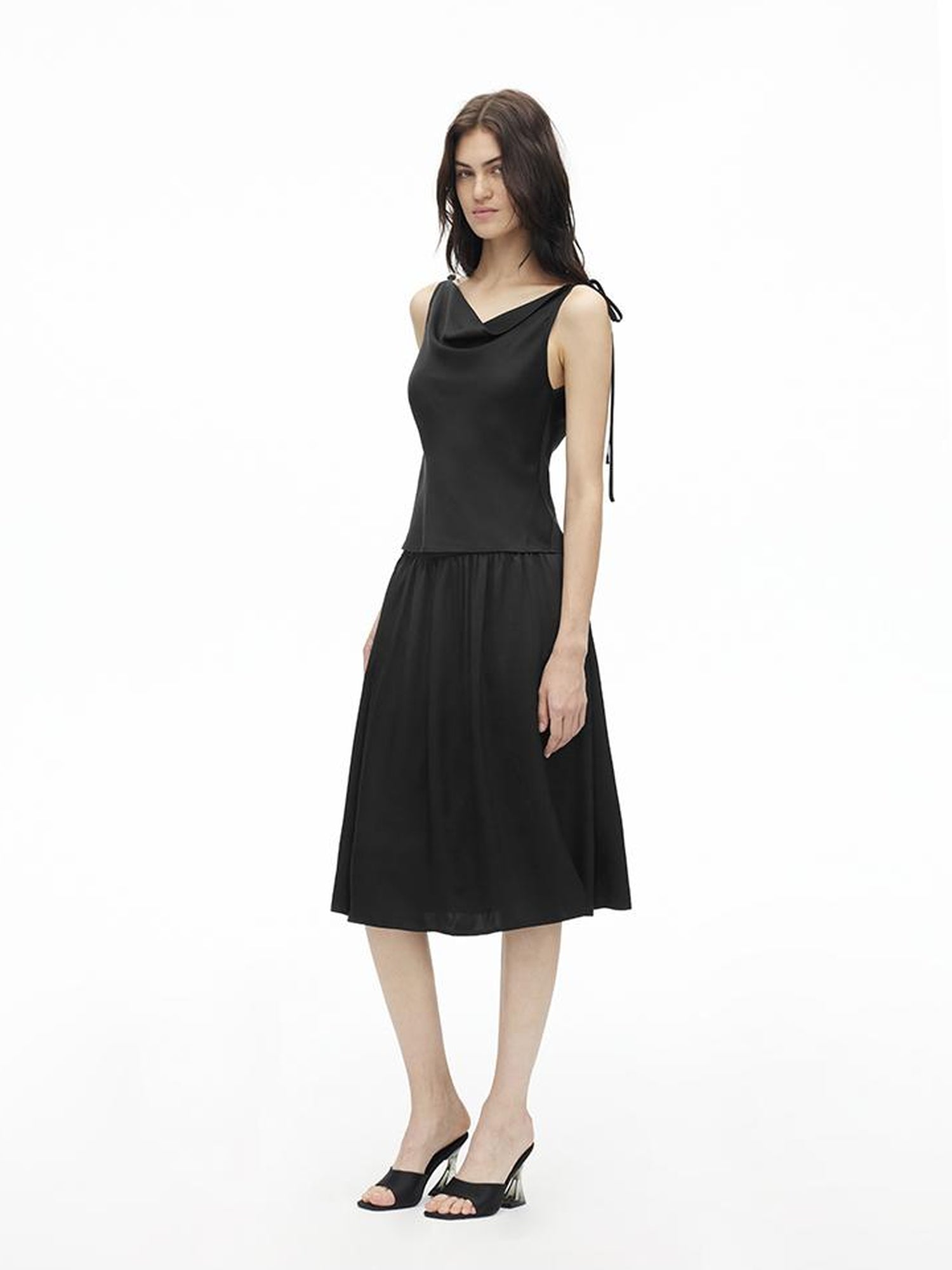 AFTADAWN Adjustable Off Shoulder Top Flowy Midi Skirt Set