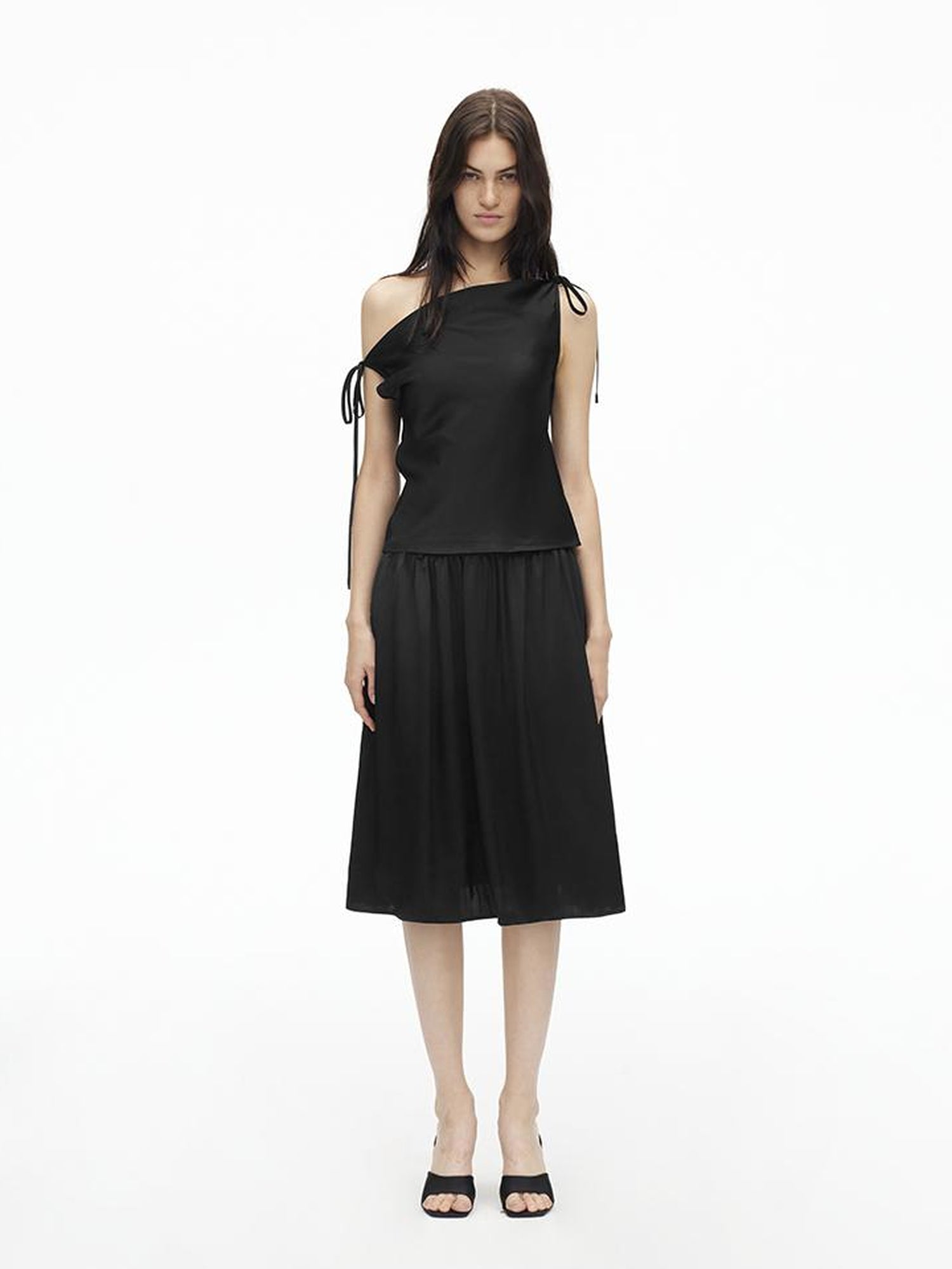 AFTADAWN Adjustable Off Shoulder Top Flowy Midi Skirt Set