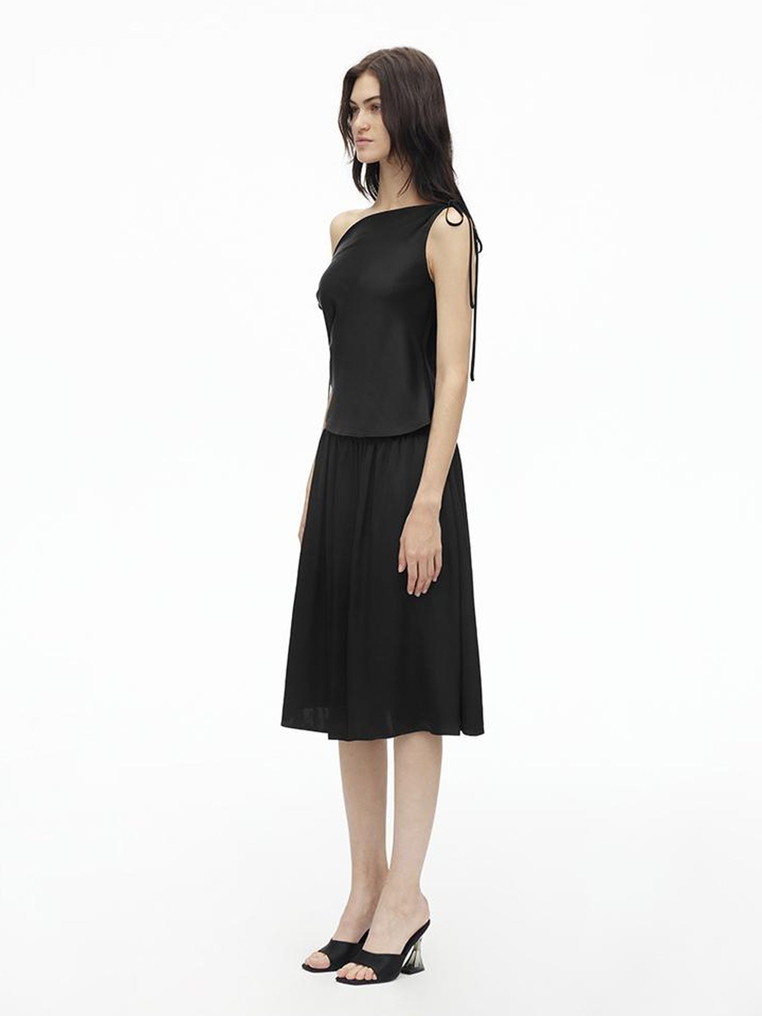 AFTADAWN Adjustable Off Shoulder Top Flowy Midi Skirt Set