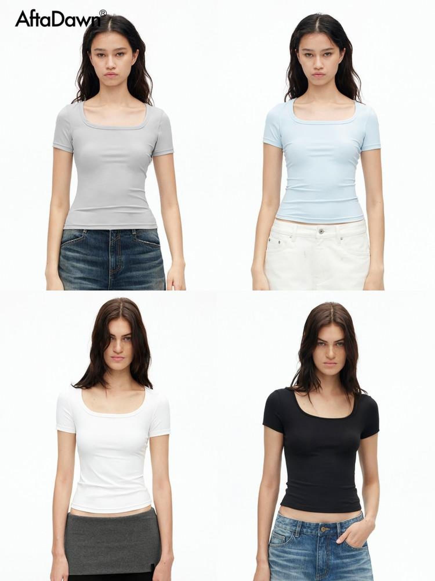 AFTADAWN Airy Quick Dry U Neck Slim Fit Sport Women&