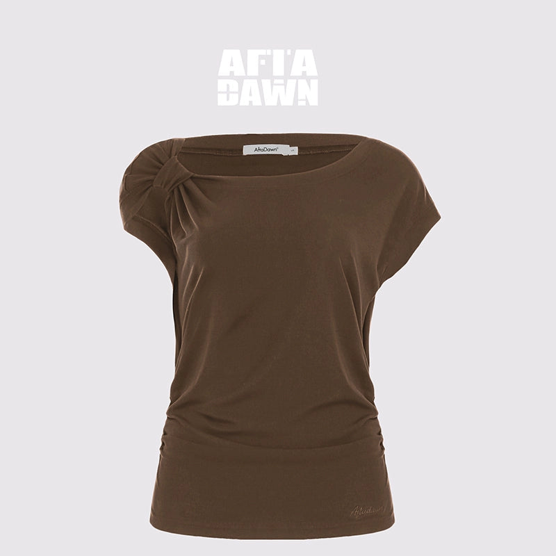 AFTADAWN_Asymmetric_Knot_Shoulder_Lyocell_Slim_Tee_MISSTT