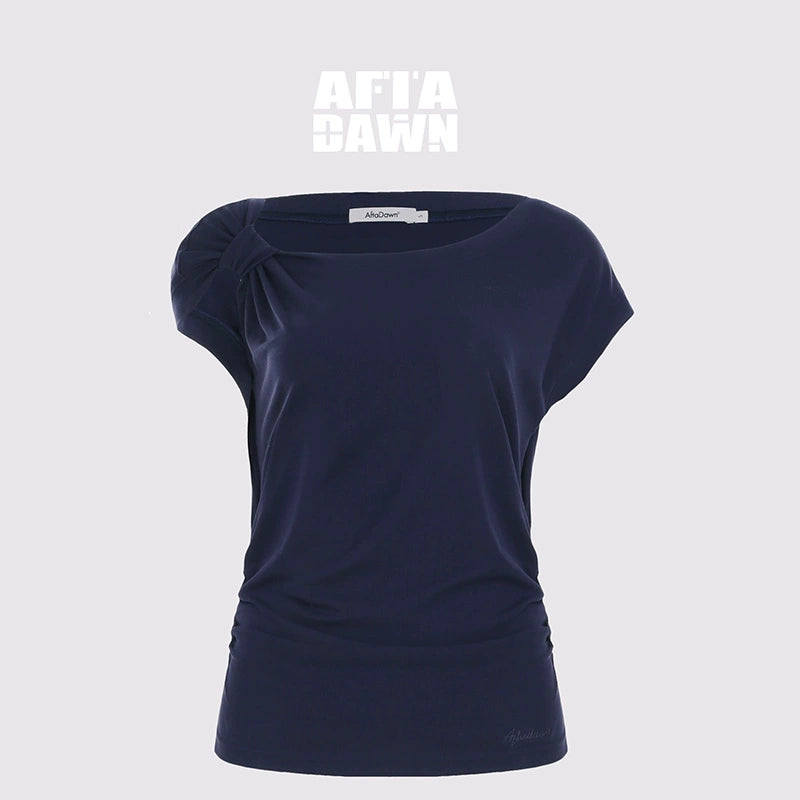 AFTADAWN_Asymmetric_Knot_Shoulder_Lyocell_Slim_Tee_MISSTT