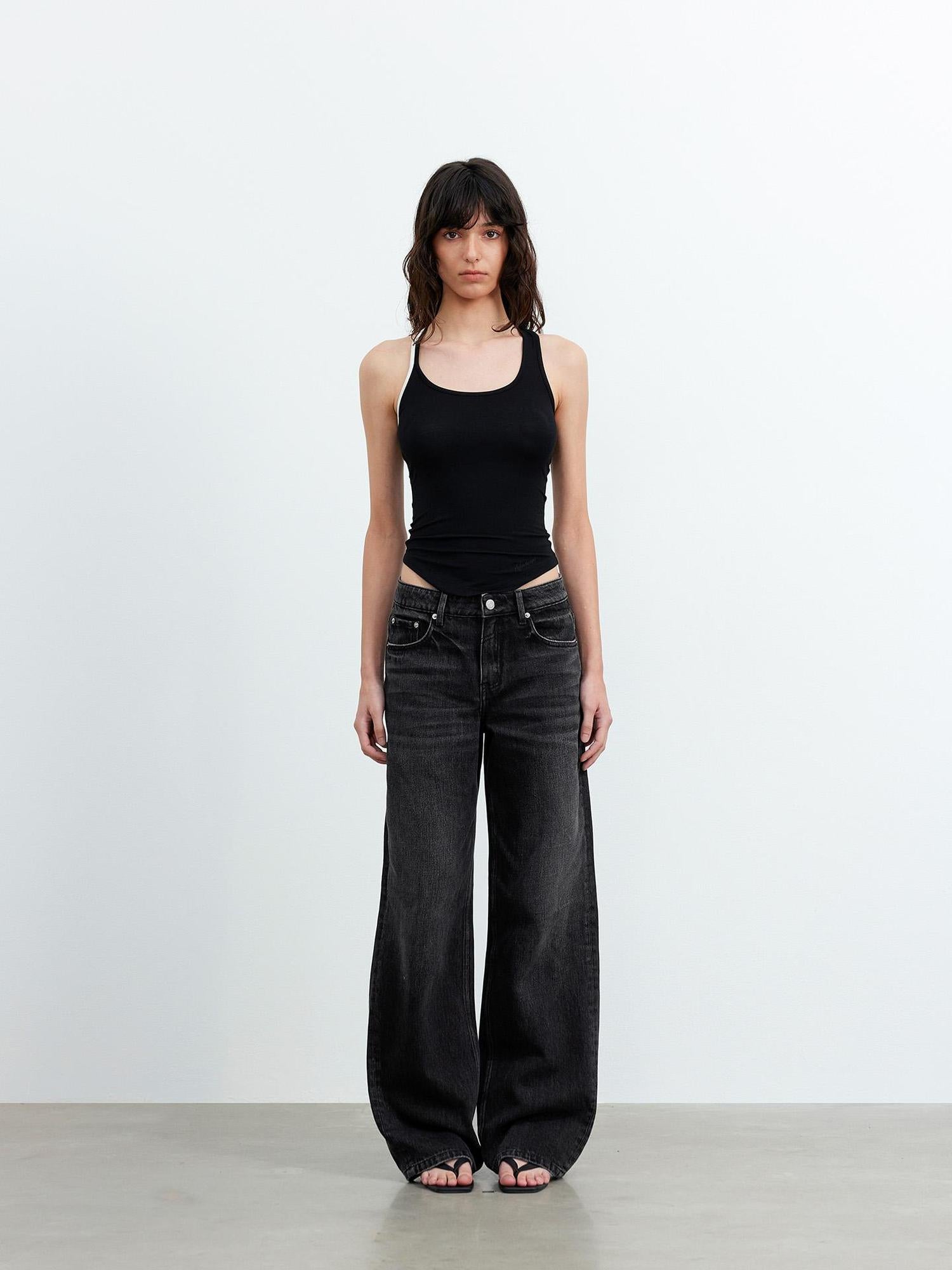 AFTADAWN Asymmetric Knotted Back Camisole with Contrast Straps