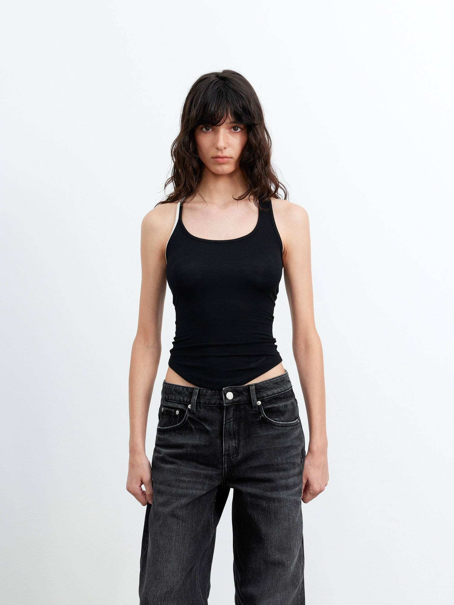 AFTADAWN Asymmetric Knotted Back Camisole with Contrast Straps