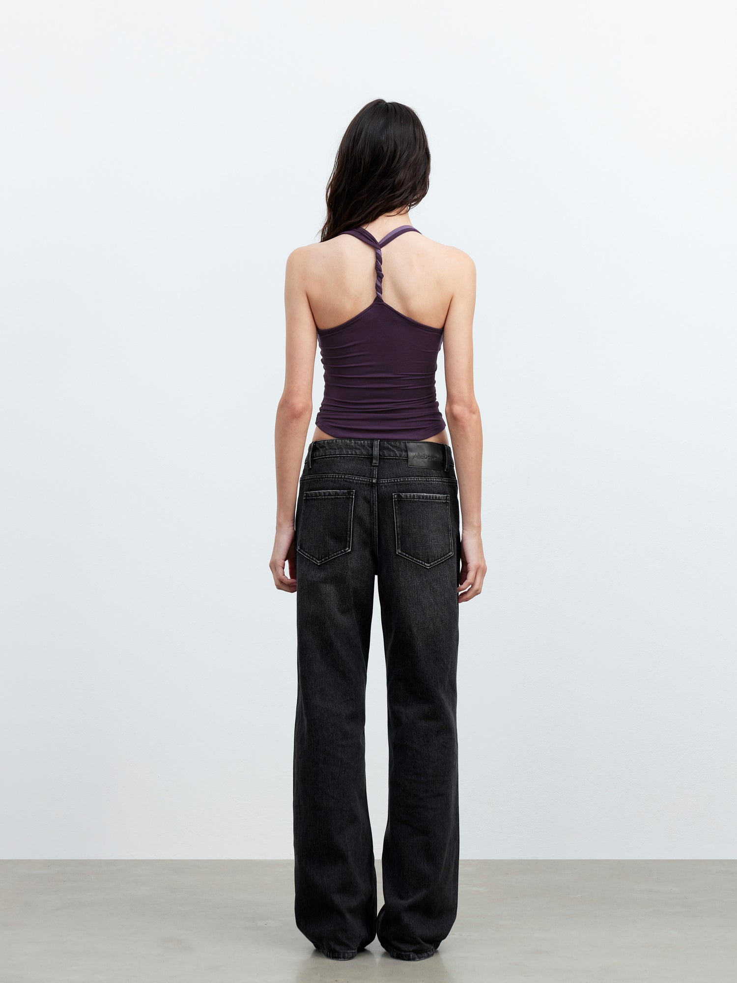 AFTADAWN Asymmetric Knotted Back Camisole with Contrast Straps