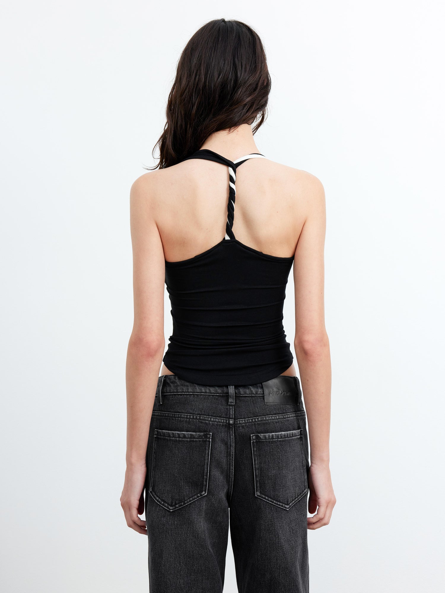 AFTADAWN Asymmetric Knotted Back Camisole with Contrast Straps