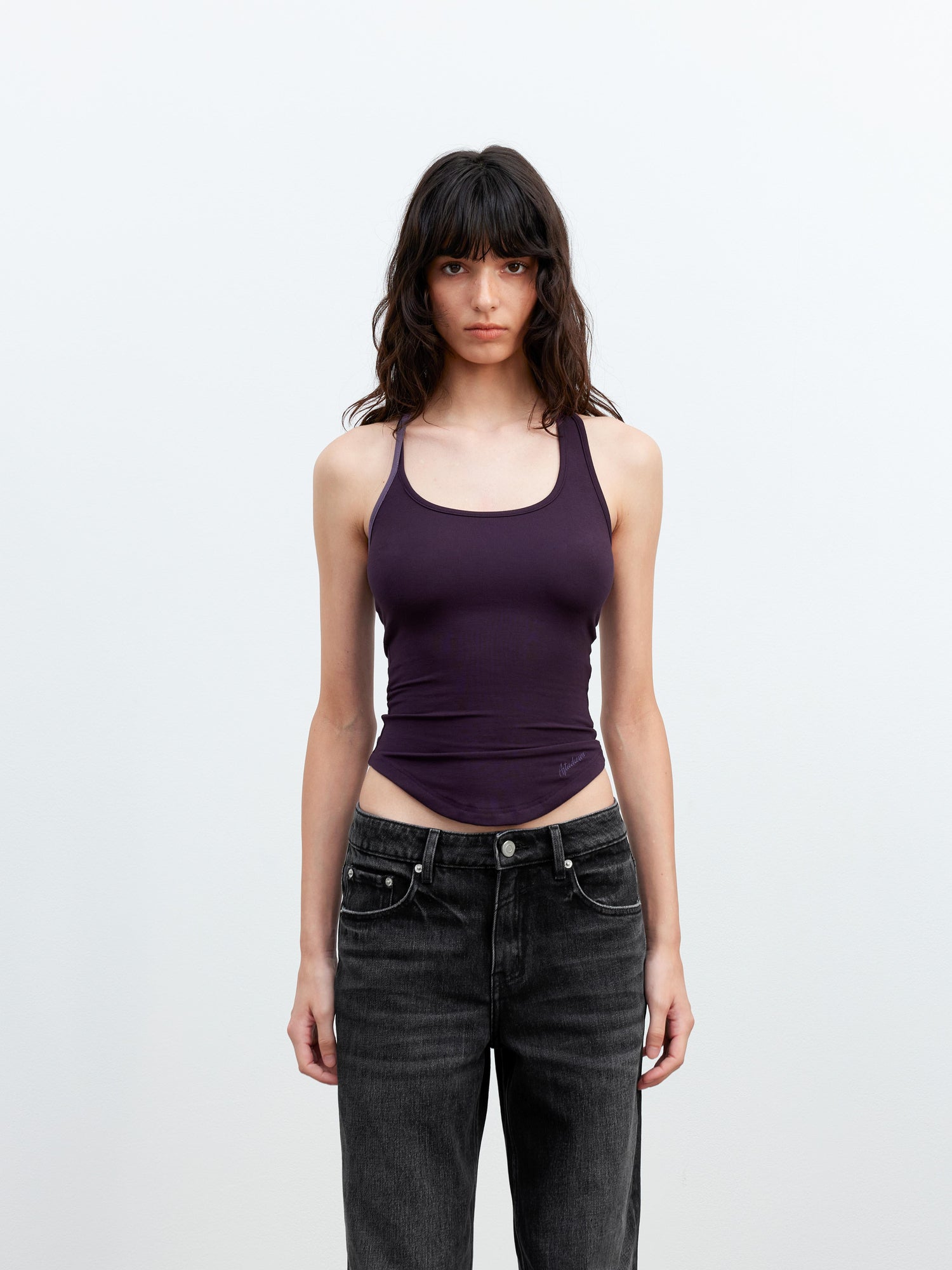 AFTADAWN Asymmetric Knotted Back Camisole with Contrast Straps
