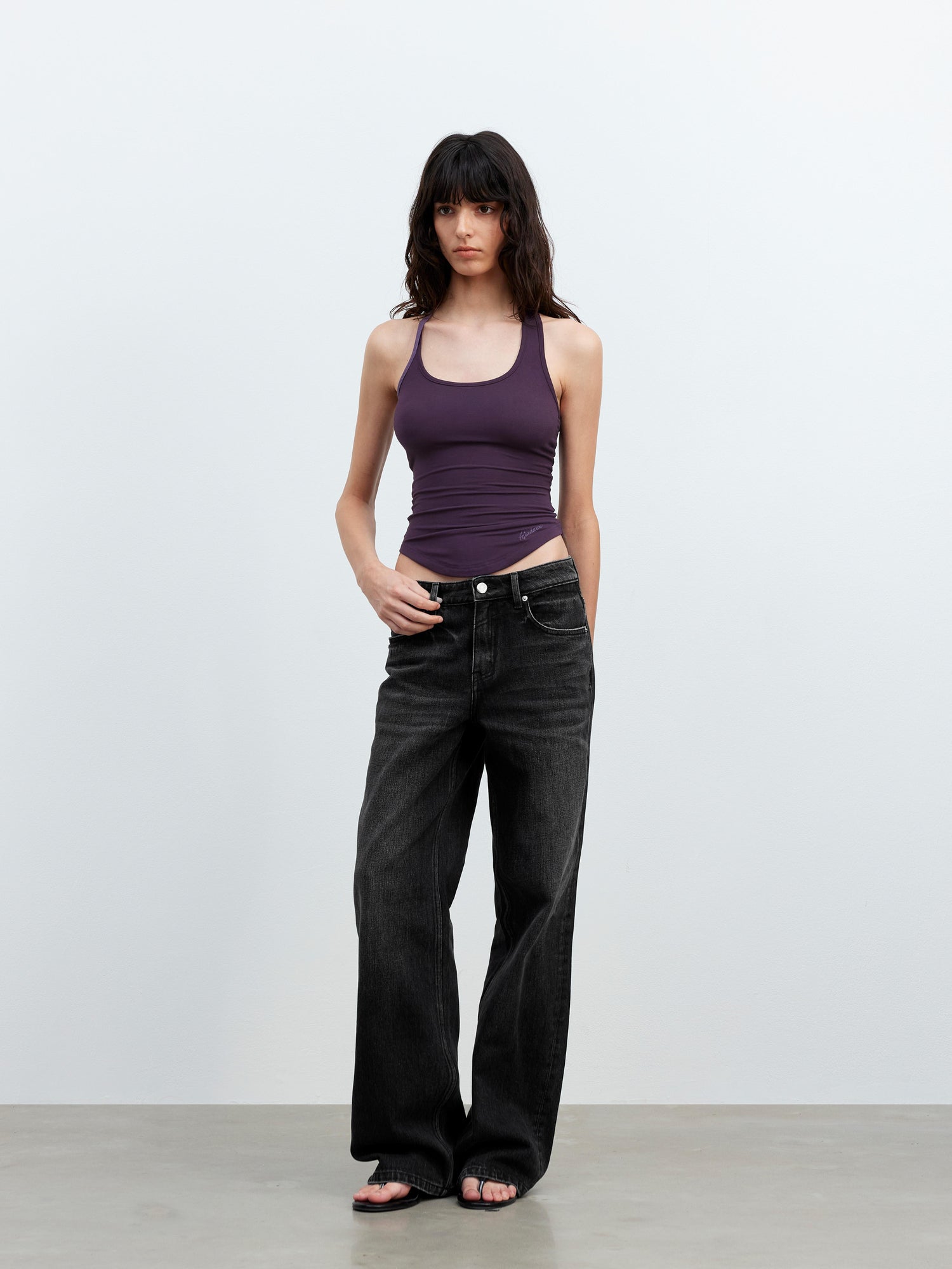 AFTADAWN Asymmetric Knotted Back Camisole with Contrast Straps