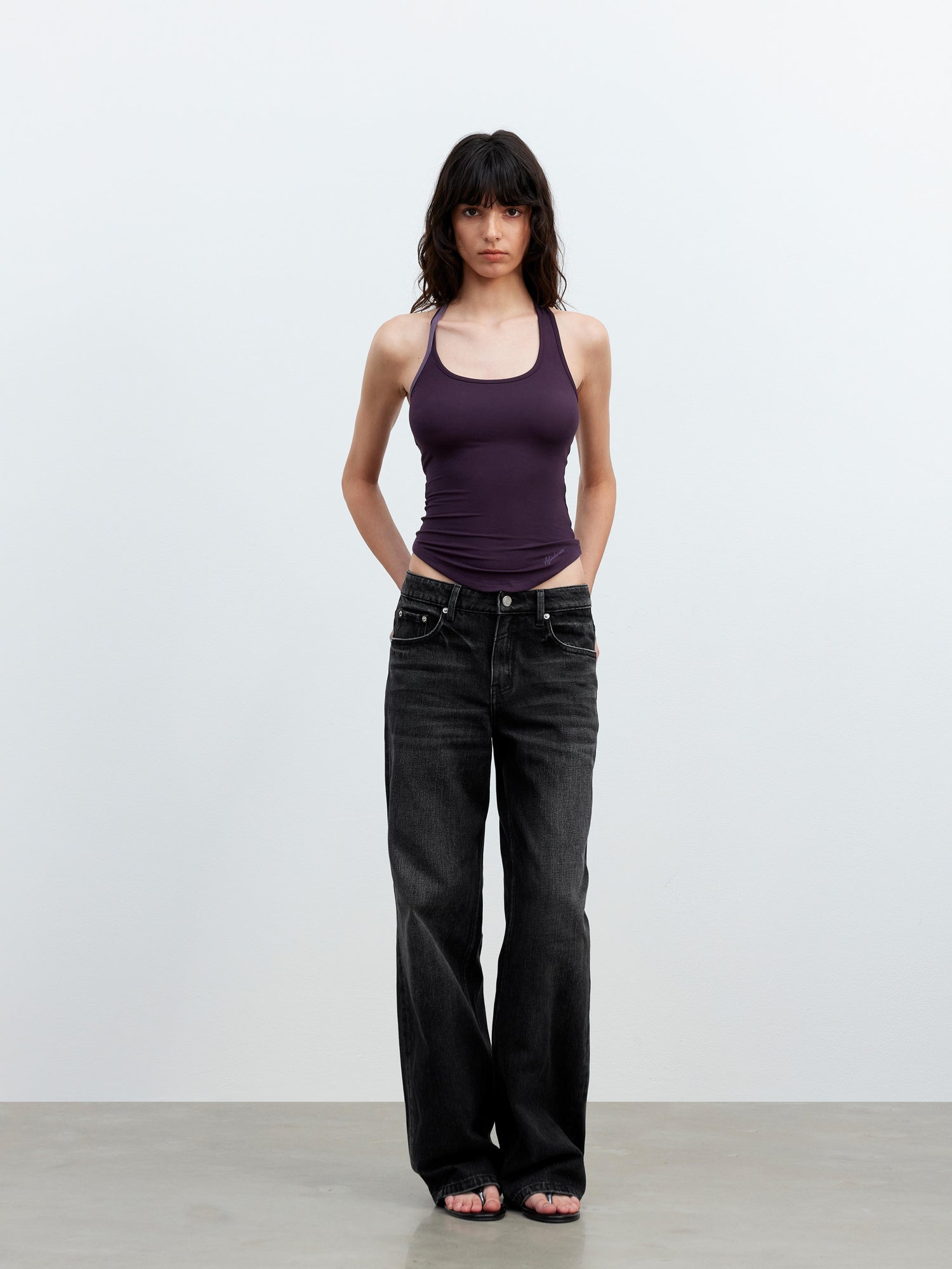 AFTADAWN Asymmetric Knotted Back Camisole with Contrast Straps
