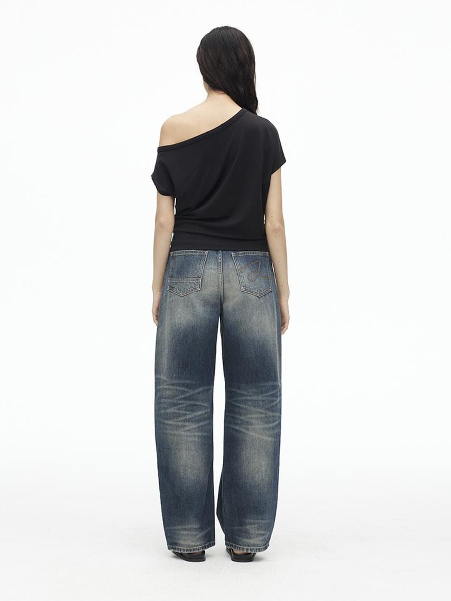 AFTADAWN Asymmetric Off Shoulder Modal T-shirt