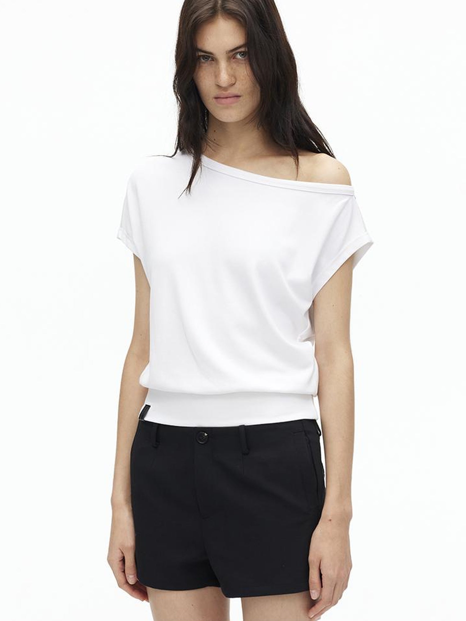 AFTADAWN Asymmetric Off Shoulder Modal T-shirt