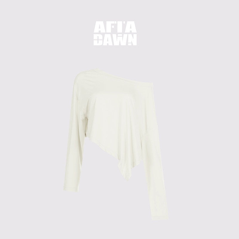 AFTADAWN_Asymmetric_One_Shoulder_Loose_Cropped_Women&