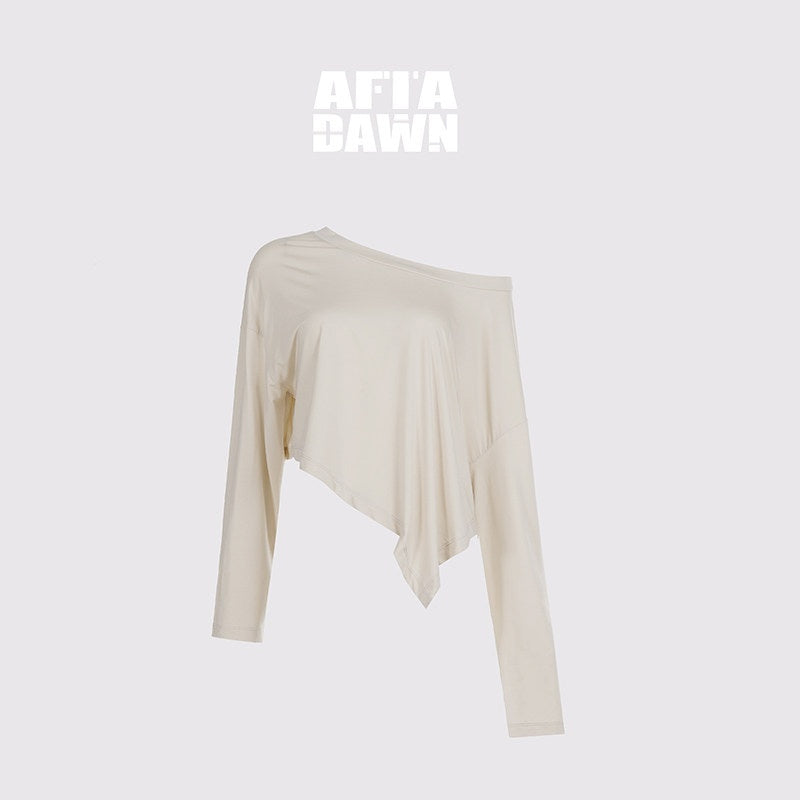 AFTADAWN_Asymmetric_One_Shoulder_Loose_Cropped_Women&