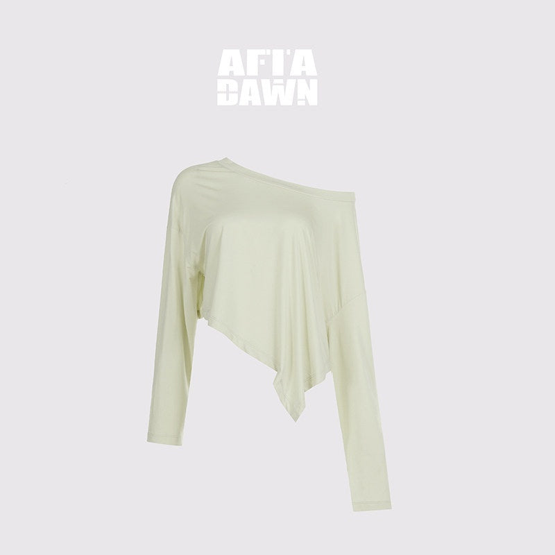 AFTADAWN_Asymmetric_One_Shoulder_Loose_Cropped_Women&