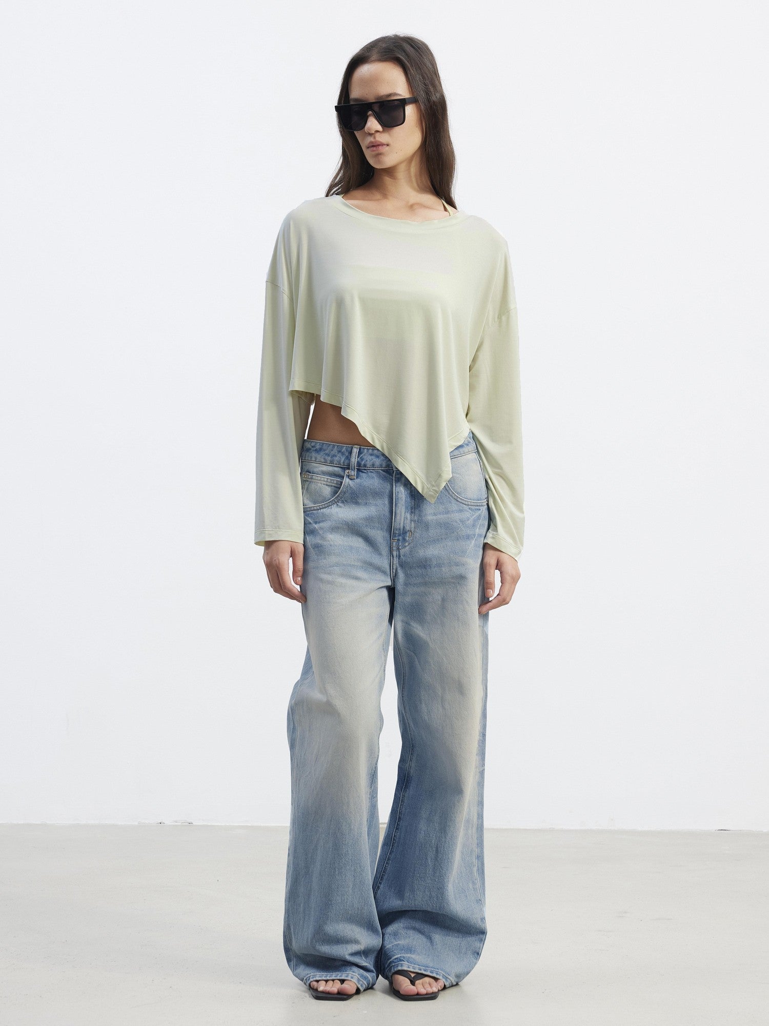 AFTADAWN Asymmetric One Shoulder Loose Cropped Women&