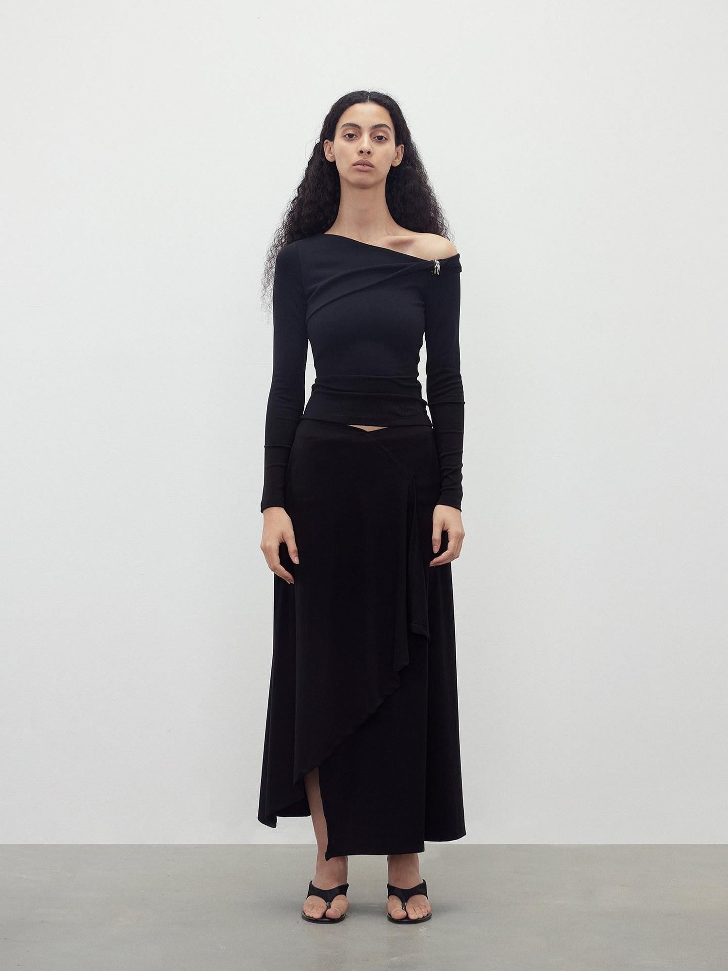AFTADAWN Asymmetric Ruched Off Shoulder Women&