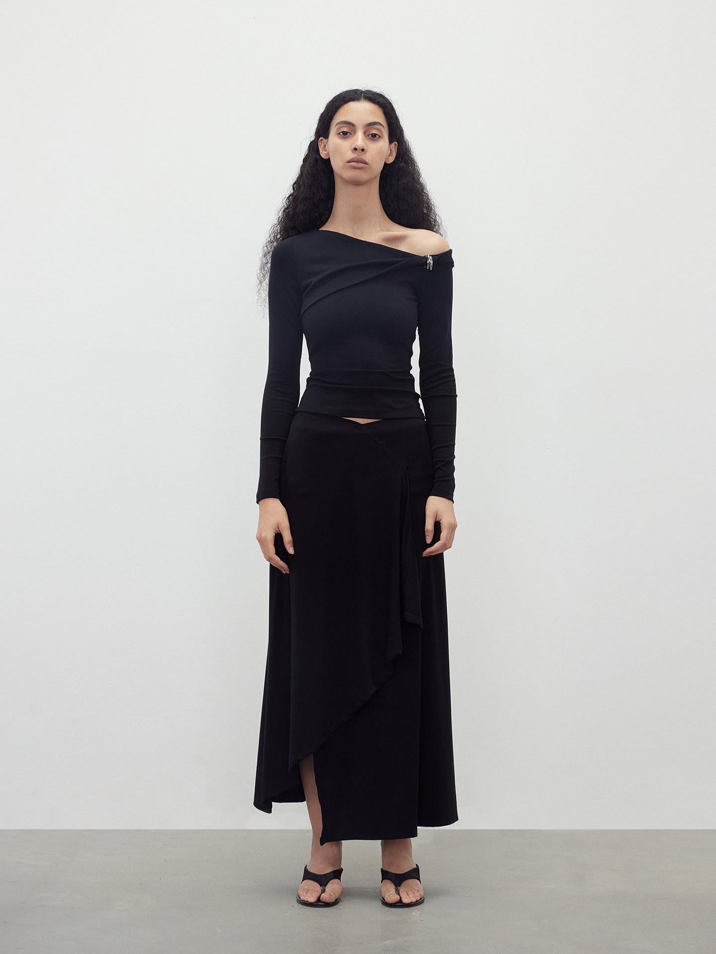 AFTADAWN Asymmetric Ruched Off Shoulder Women&