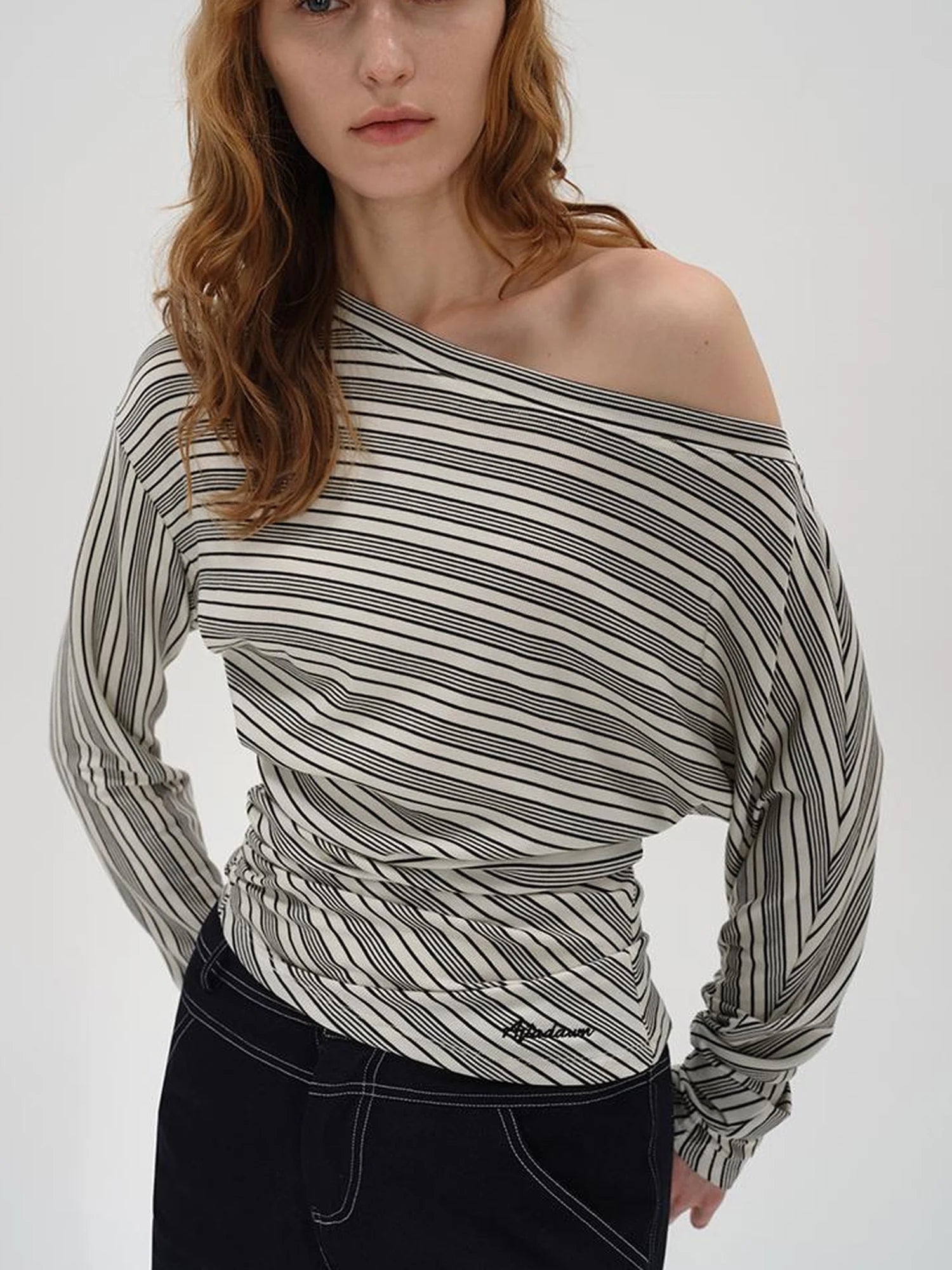 Asymmetric Shoulder Layered Ruffle T-shirt