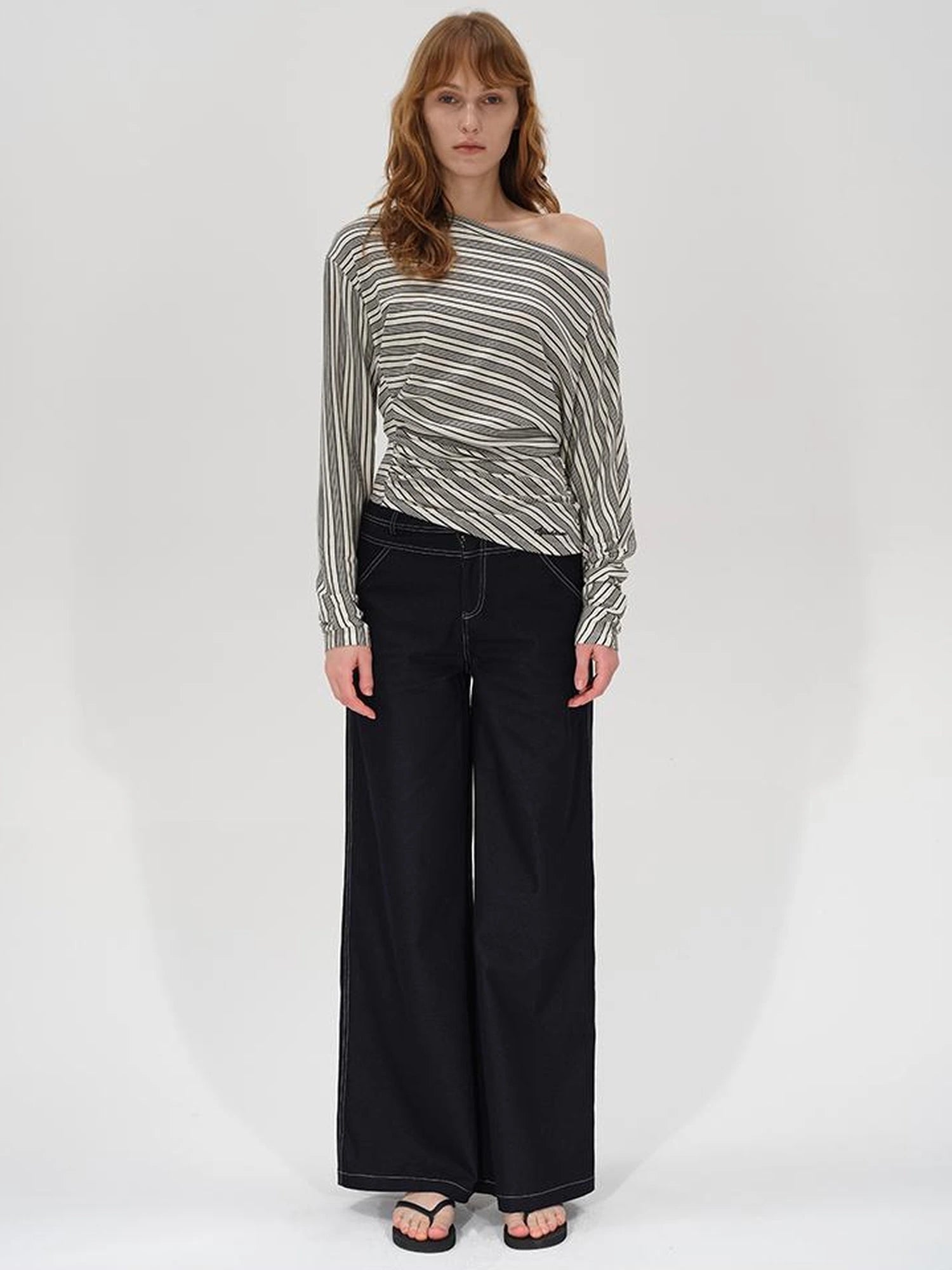 Asymmetric Shoulder Layered Ruffle T-shirt