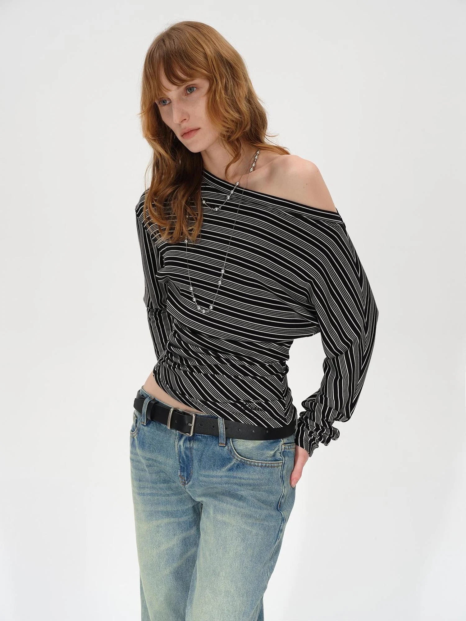 Asymmetric Shoulder Layered Ruffle T-shirt