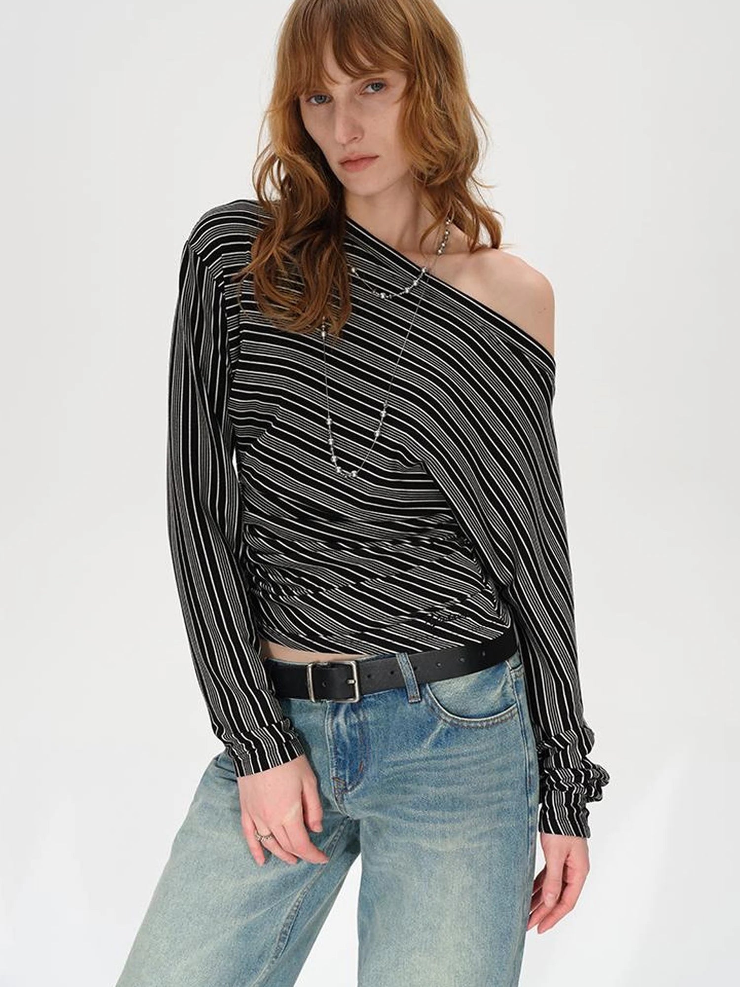 Asymmetric Shoulder Layered Ruffle T-shirt