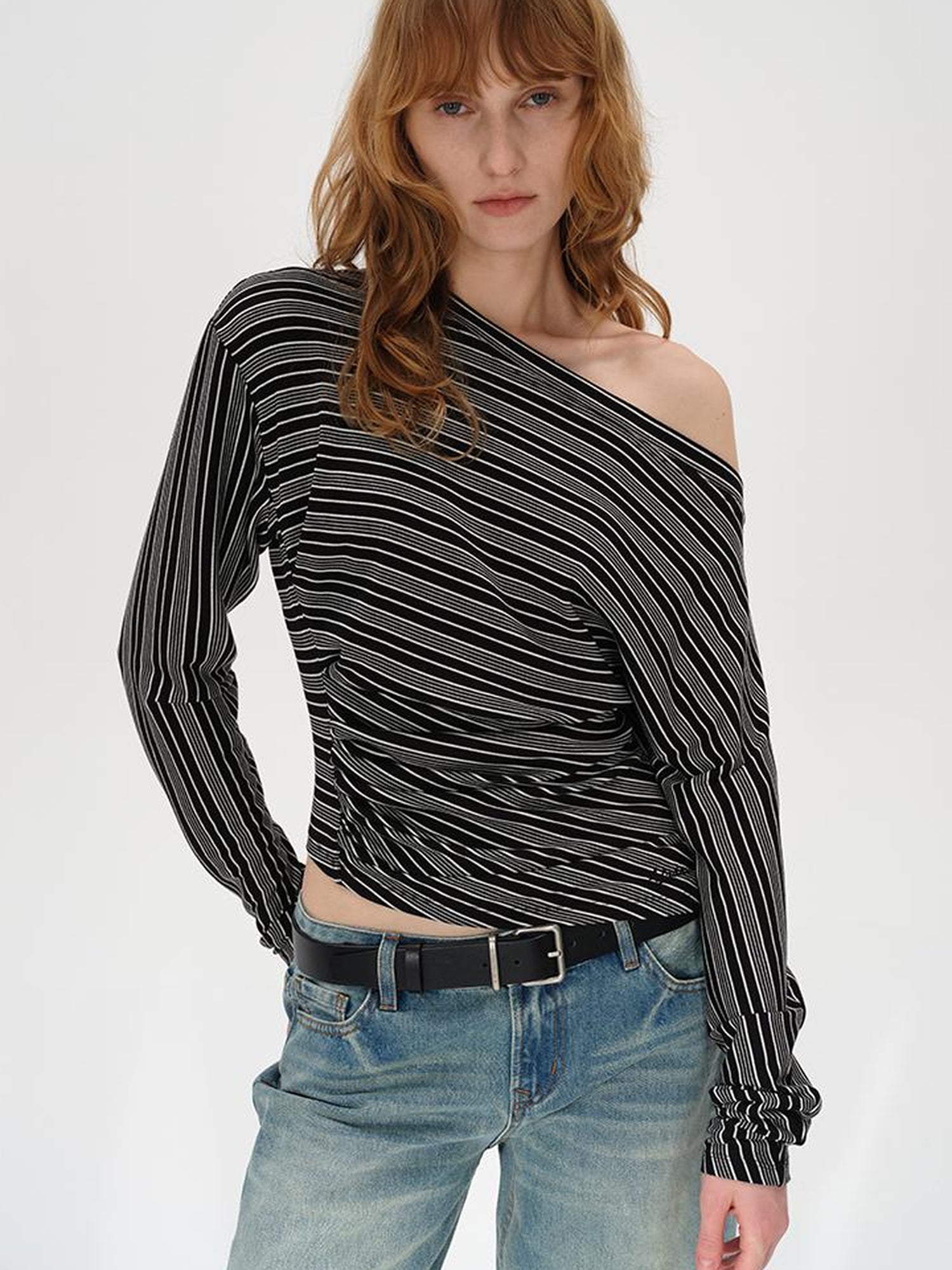 Asymmetric Shoulder Layered Ruffle T-shirt