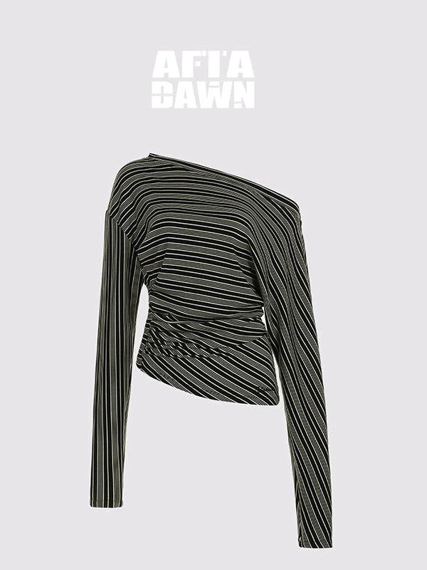 Asymmetric Shoulder Layered Ruffle T-shirt