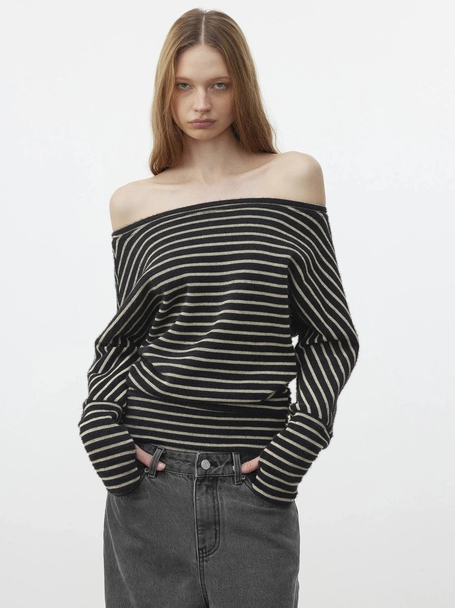 AFTADAWN Asymmetric Shoulder Textured Crop Top T-shirt