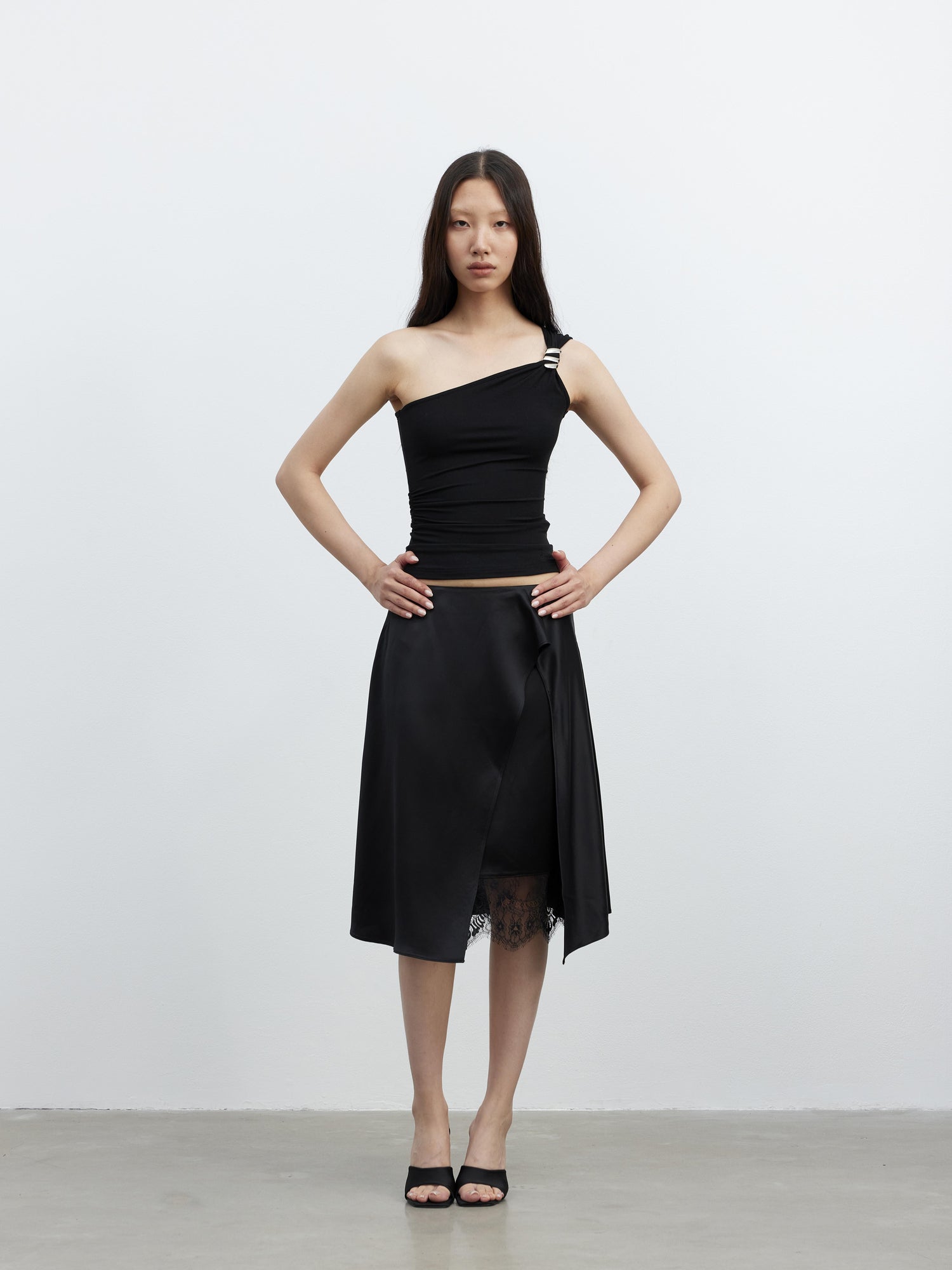 AFTADAWN Asymmetric Spiral Metal Strap Modal Tank Top